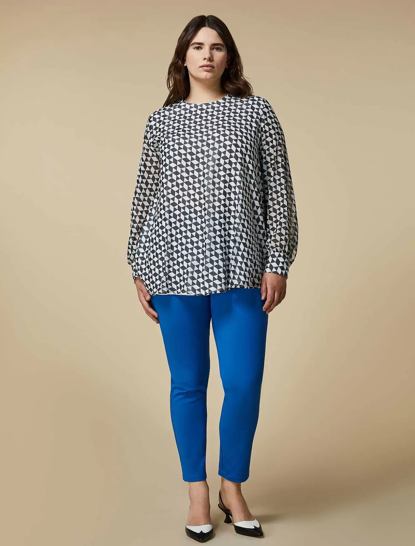 Cotton Canvas Slim Trousers-Marina Rinaldi Cheap