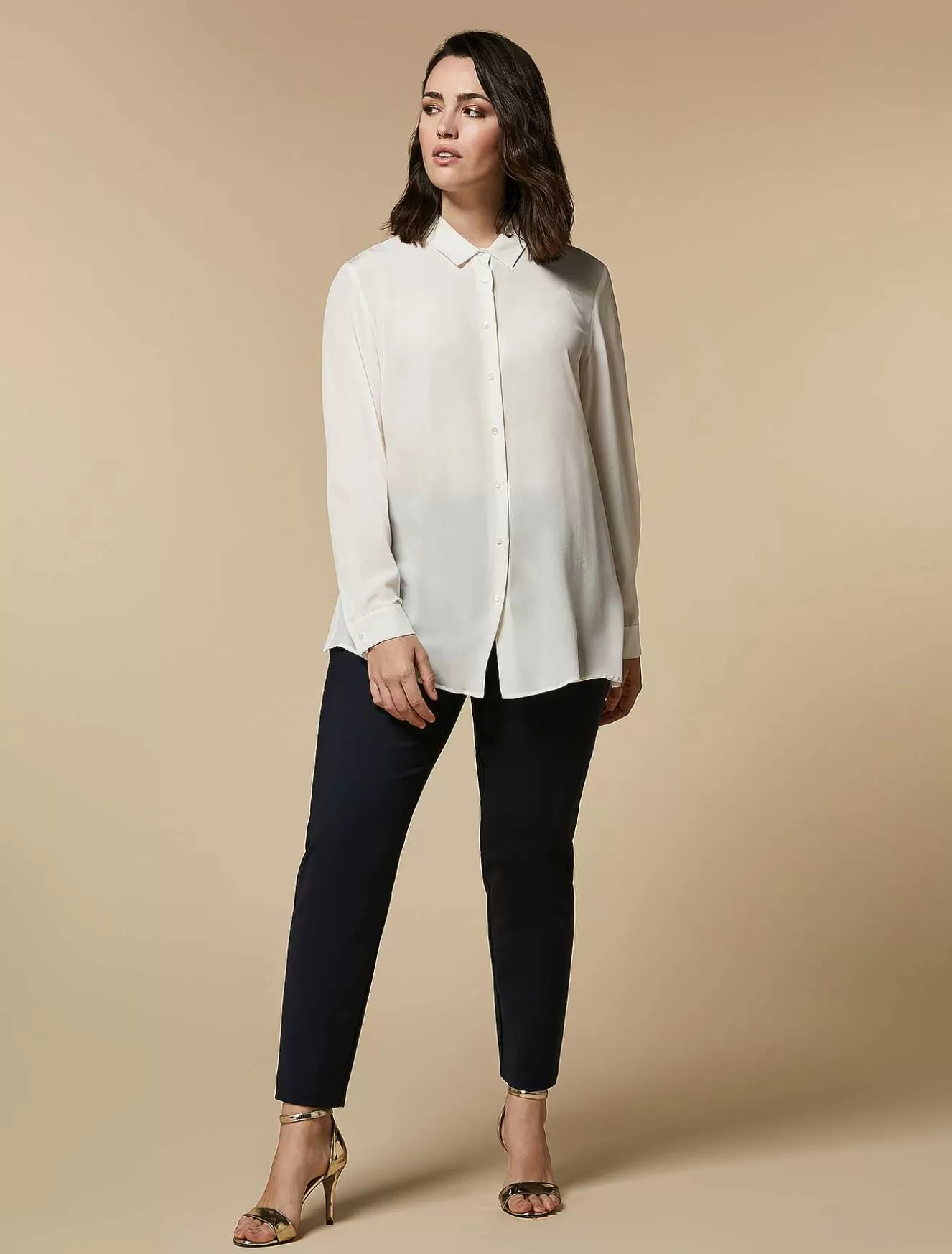 Cotton Canvas Slim Trousers-Marina Rinaldi Online