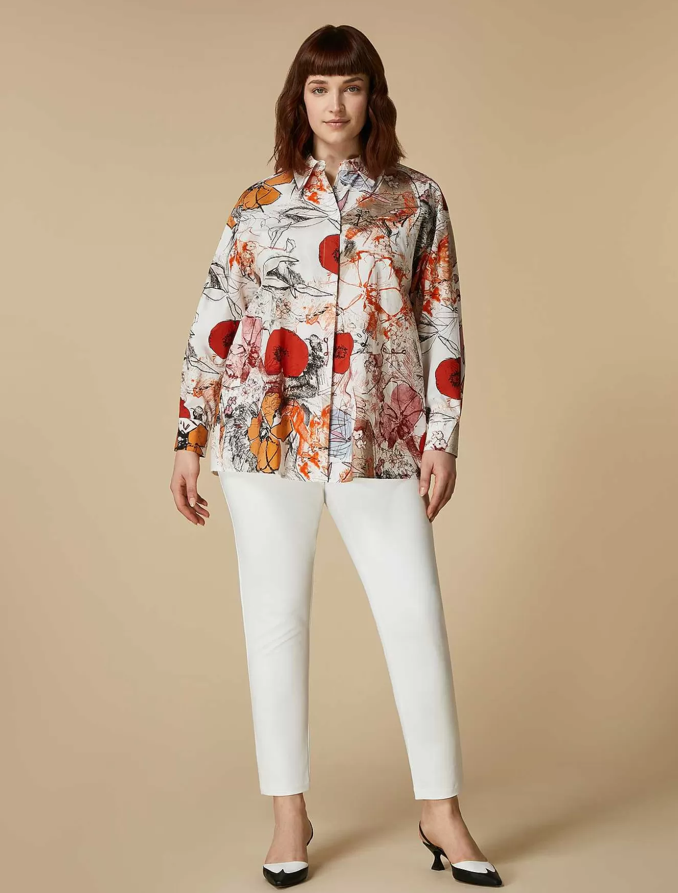Cotton Canvas Slim Trousers-Marina Rinaldi New