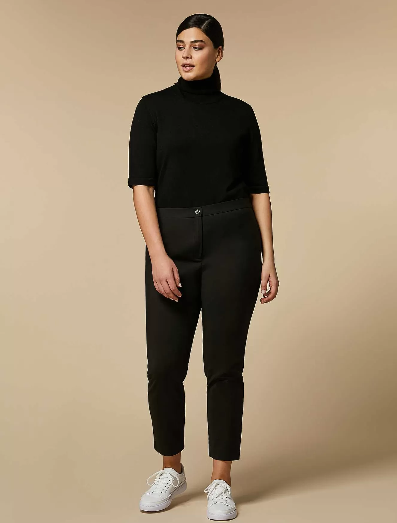 Cotton Canvas Slim Trousers-Marina Rinaldi Shop