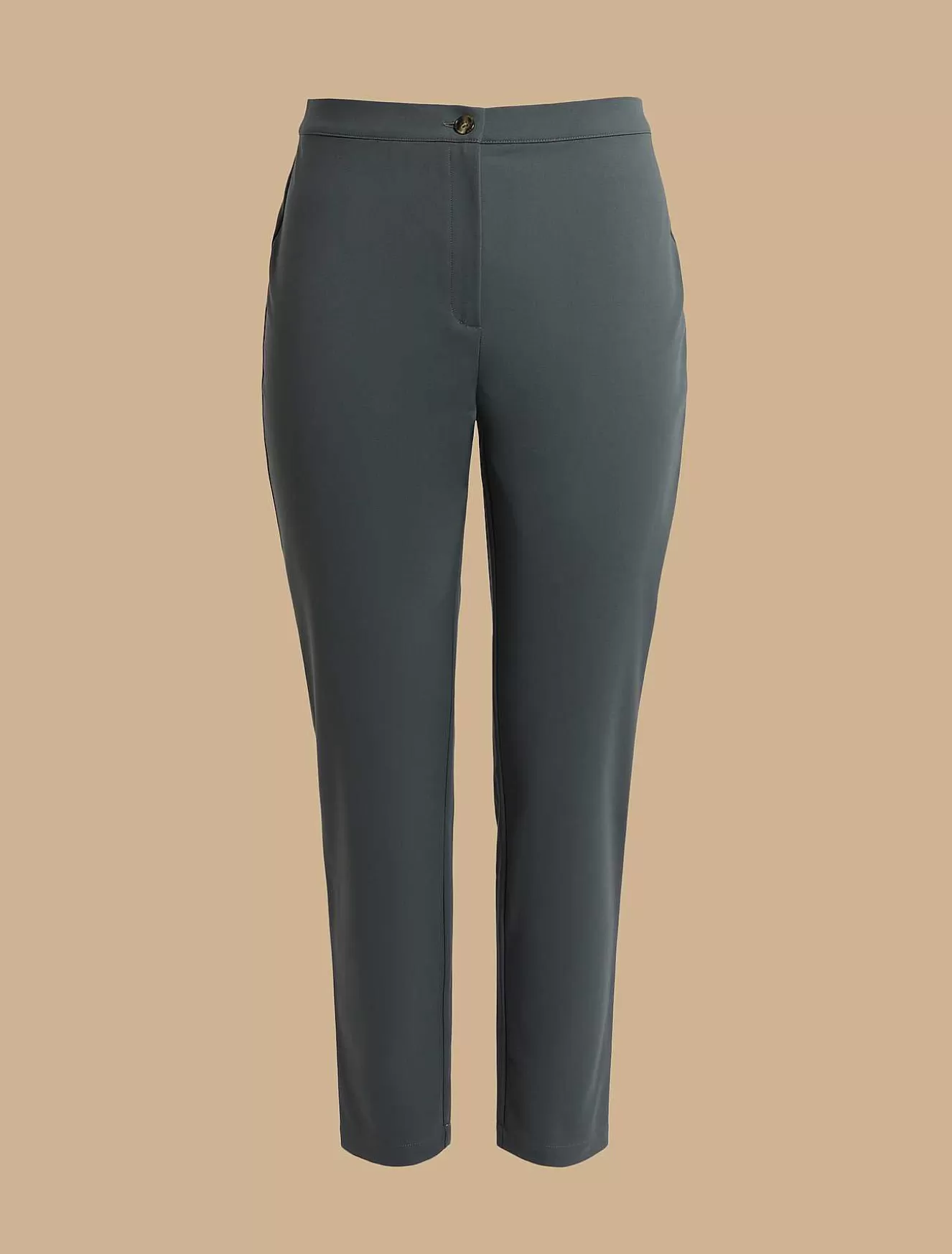 Cotton Canvas Slim Trousers-Marina Rinaldi Fashion