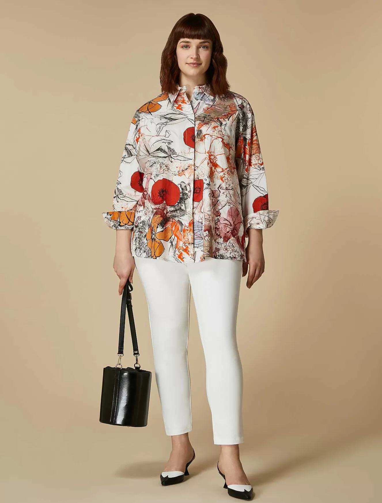 Cotton Canvas Slim Trousers-Marina Rinaldi New