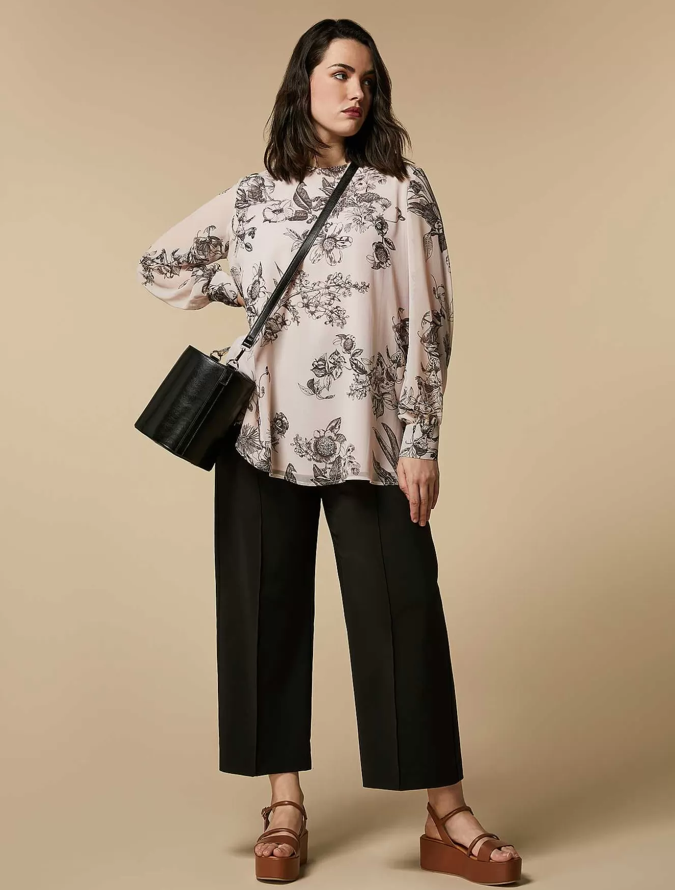 Cotton Canvas Straight Trousers-Marina Rinaldi Clearance