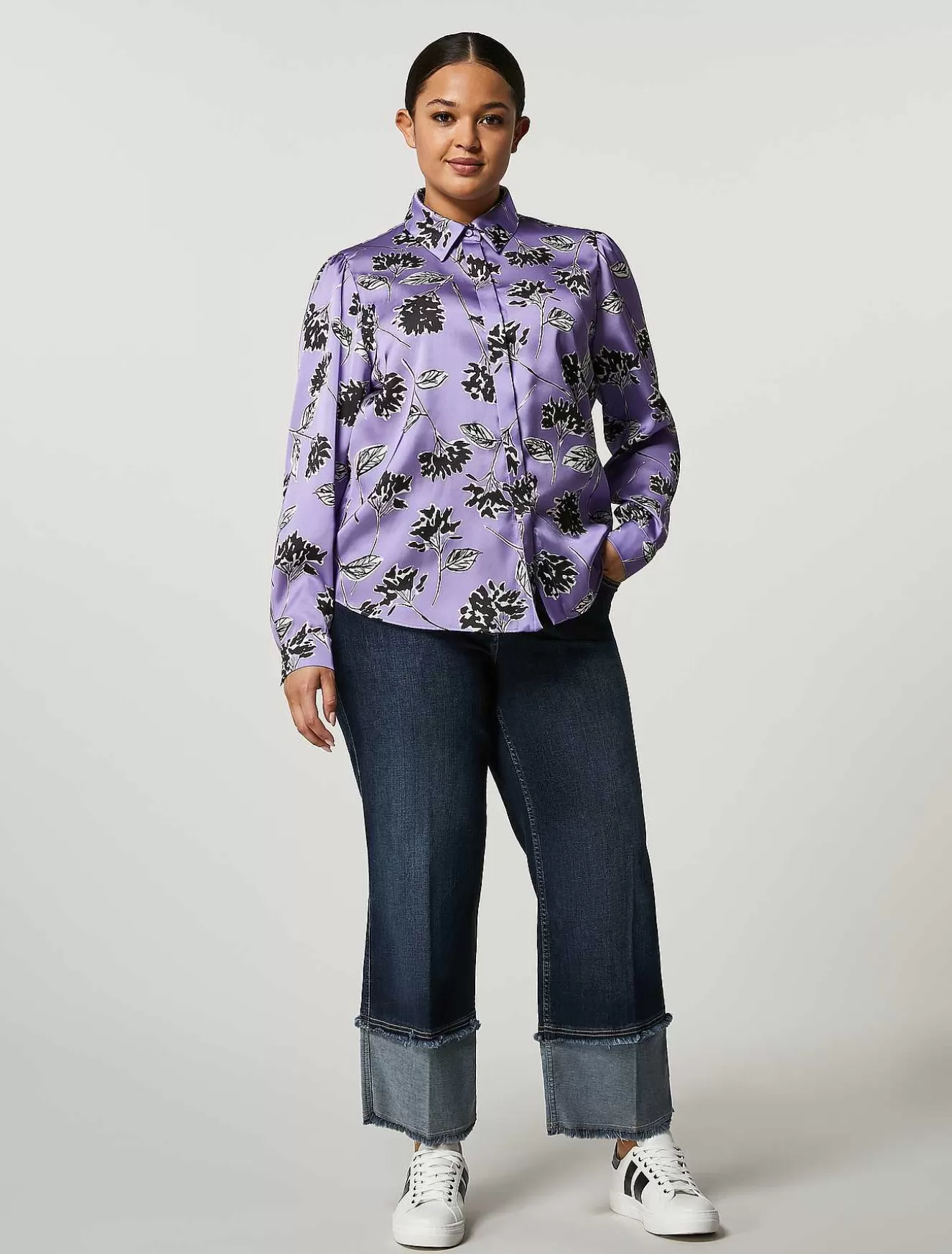 Cotton Denim Cropped Jeans-Marina Rinaldi Hot