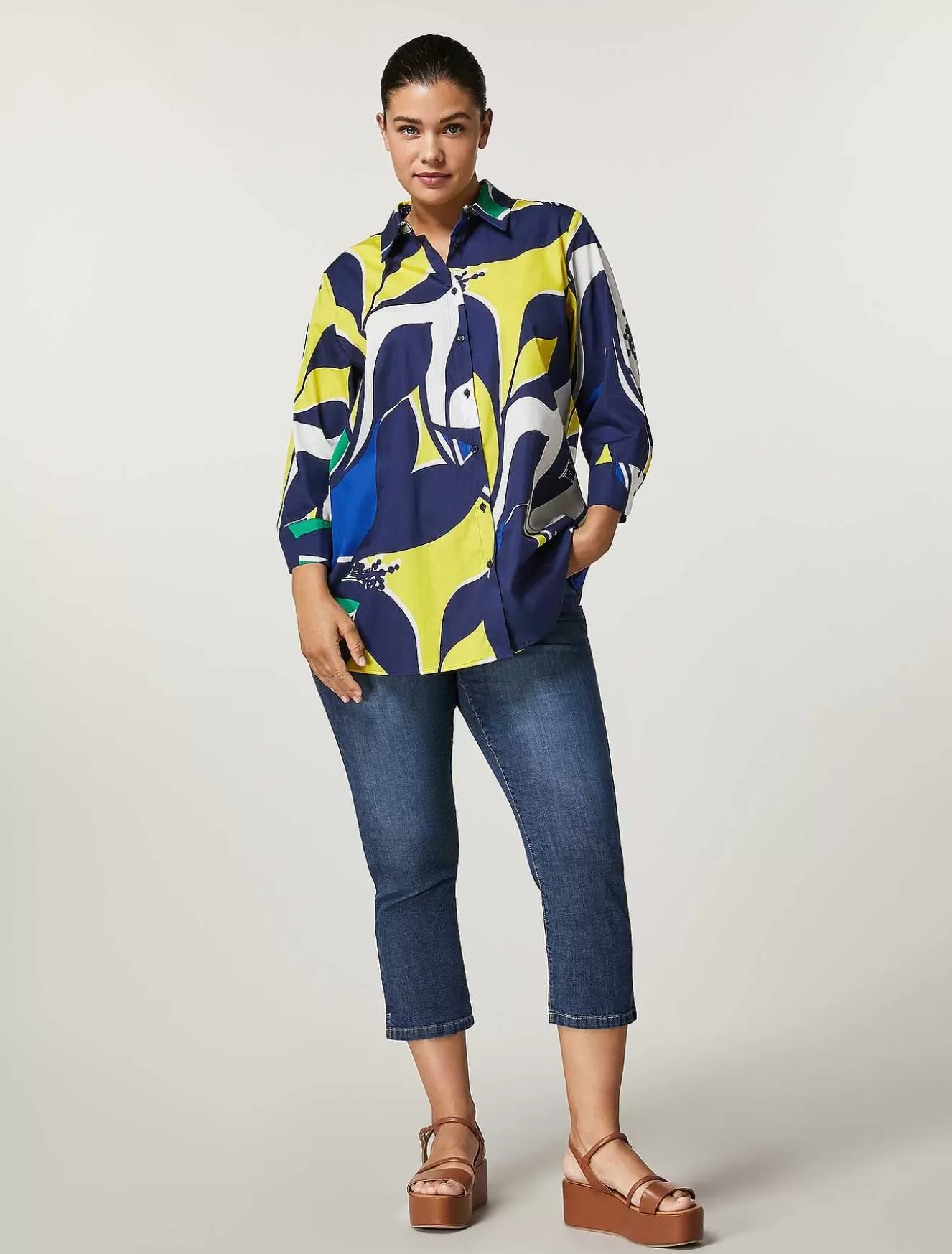 Cotton Denim Jeans-Marina Rinaldi New