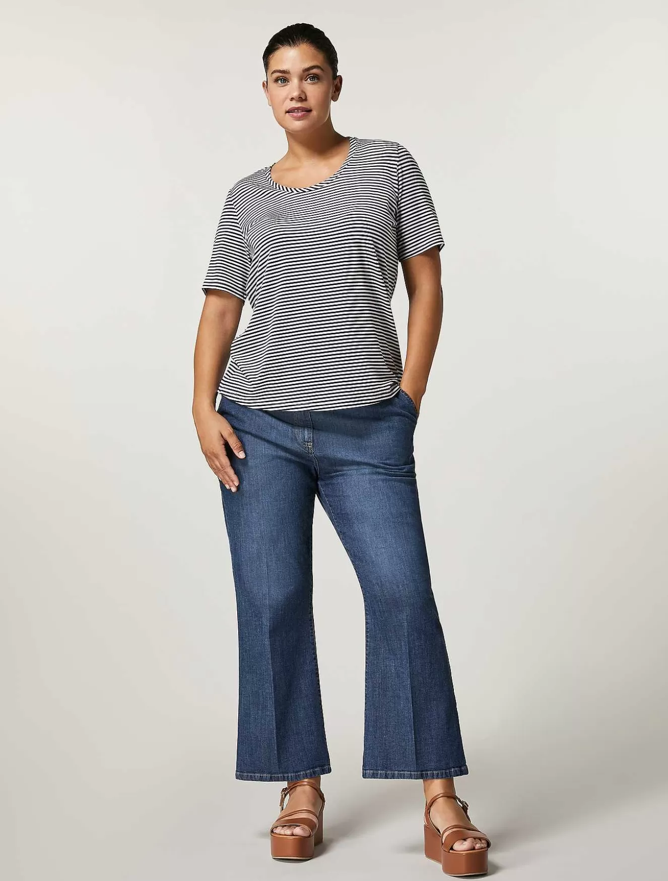 Cotton Denim Jeans-Marina Rinaldi New