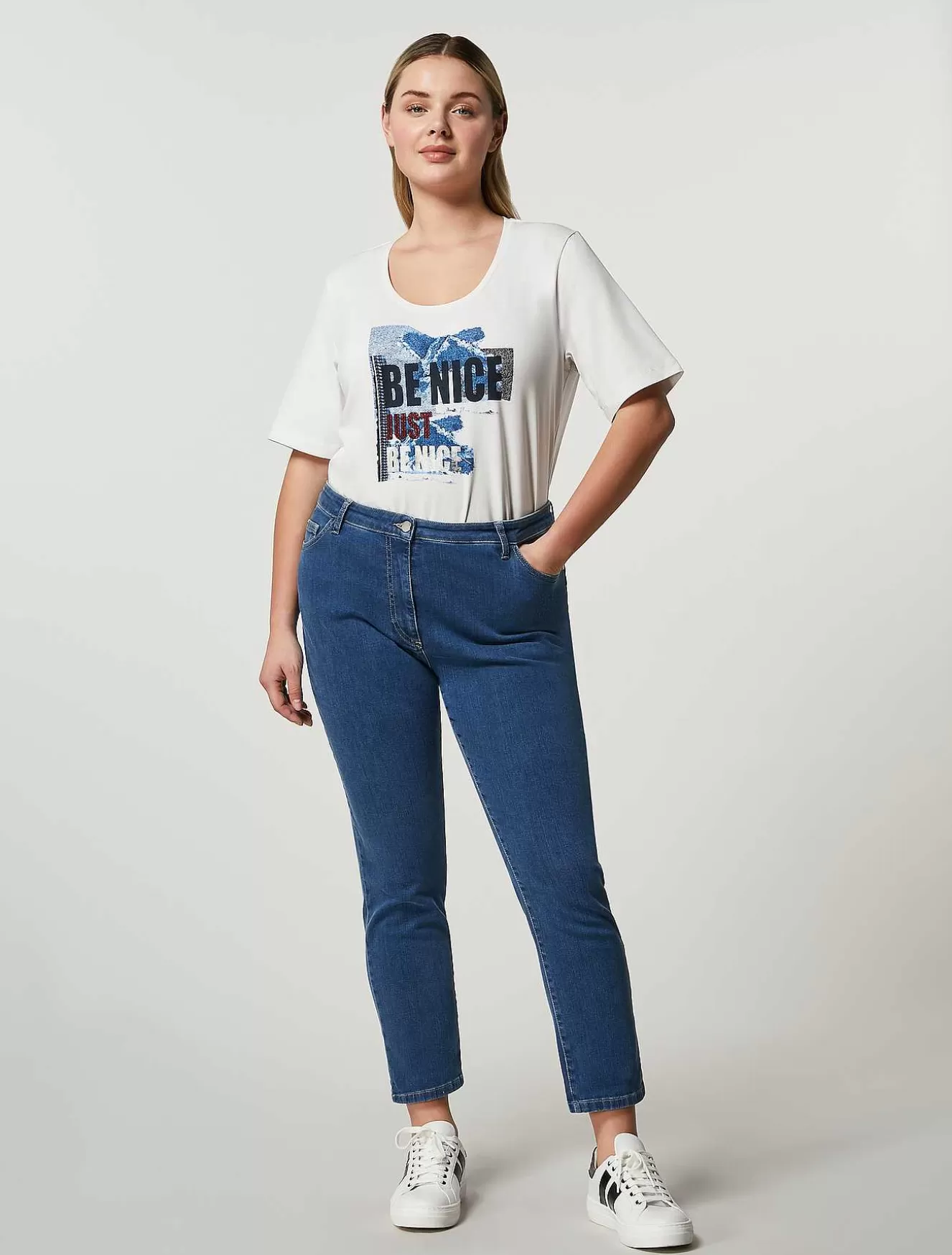 Cotton Denim Trousers-Marina Rinaldi Flash Sale