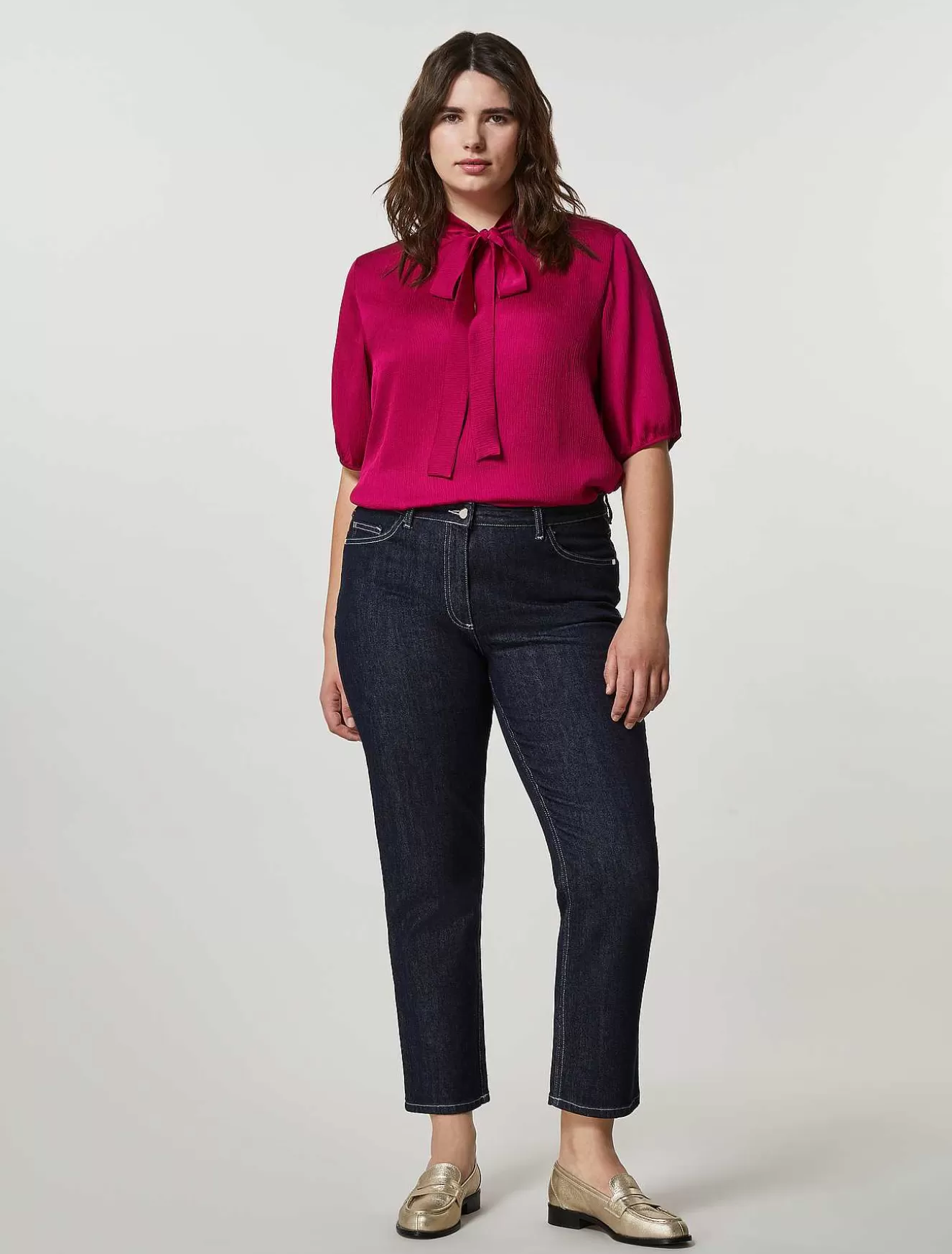 Cotton Denim Trousers-Marina Rinaldi Sale