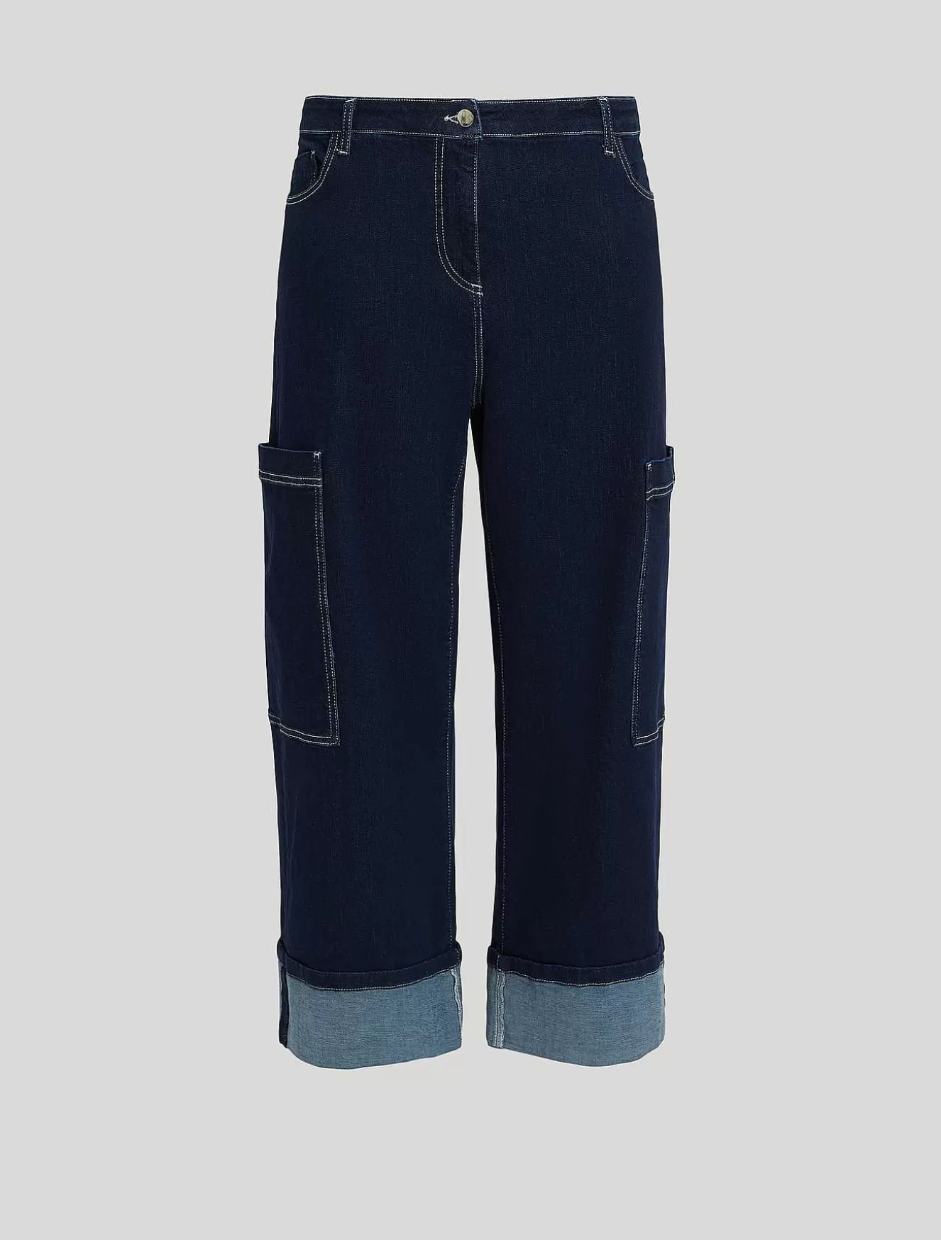 Cotton Denim Trousers-Marina Rinaldi Discount