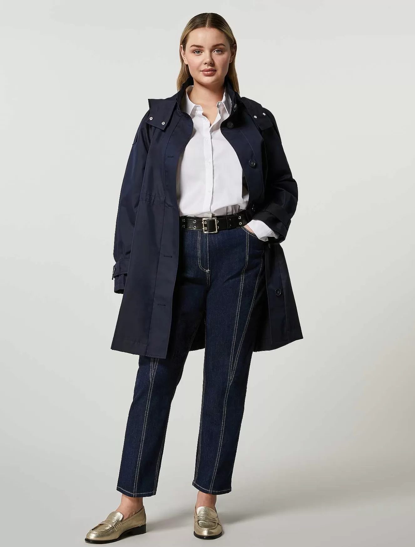 Cotton Denim Trousers-Marina Rinaldi Online