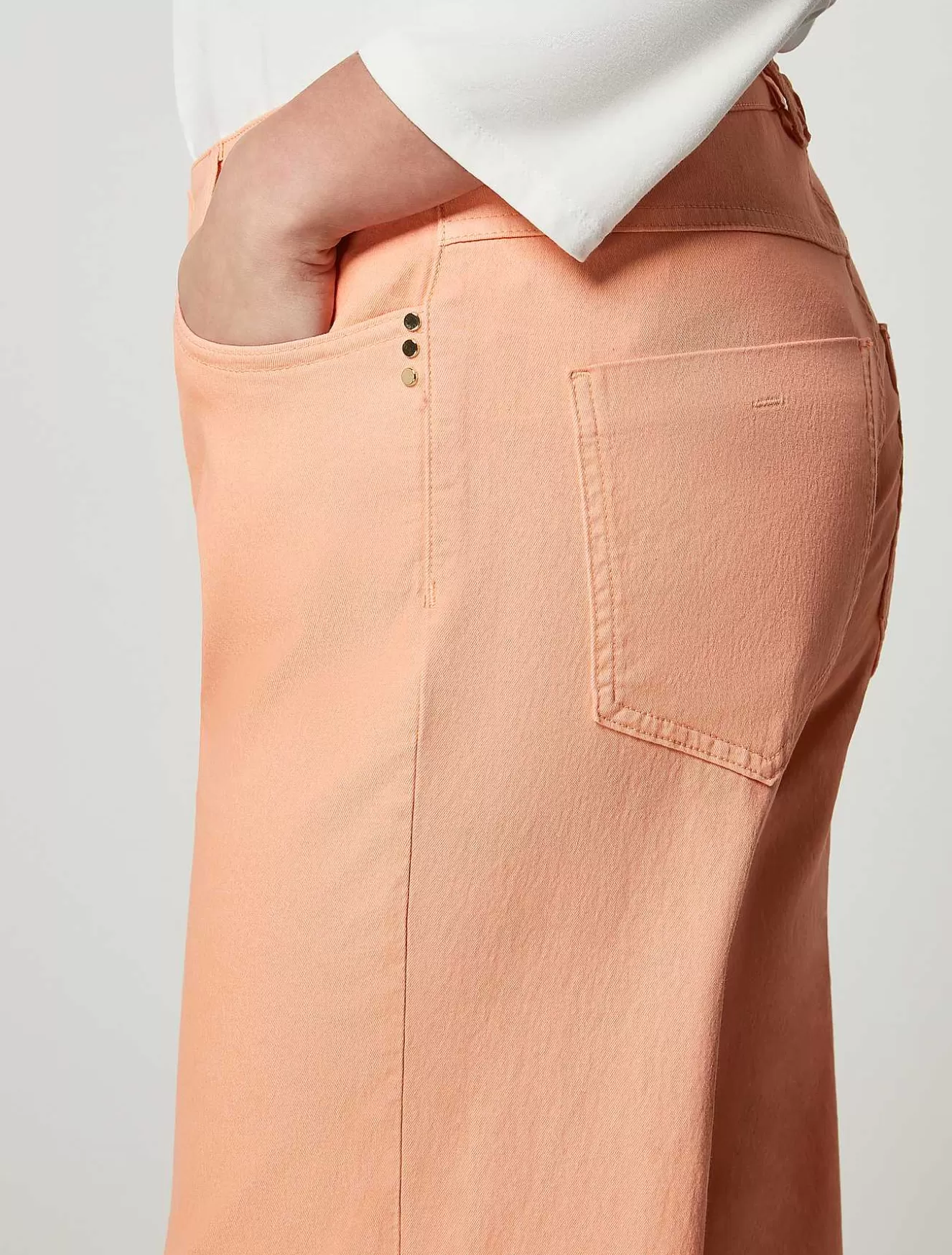 Cotton Drill Cropped Trousers-Marina Rinaldi Online