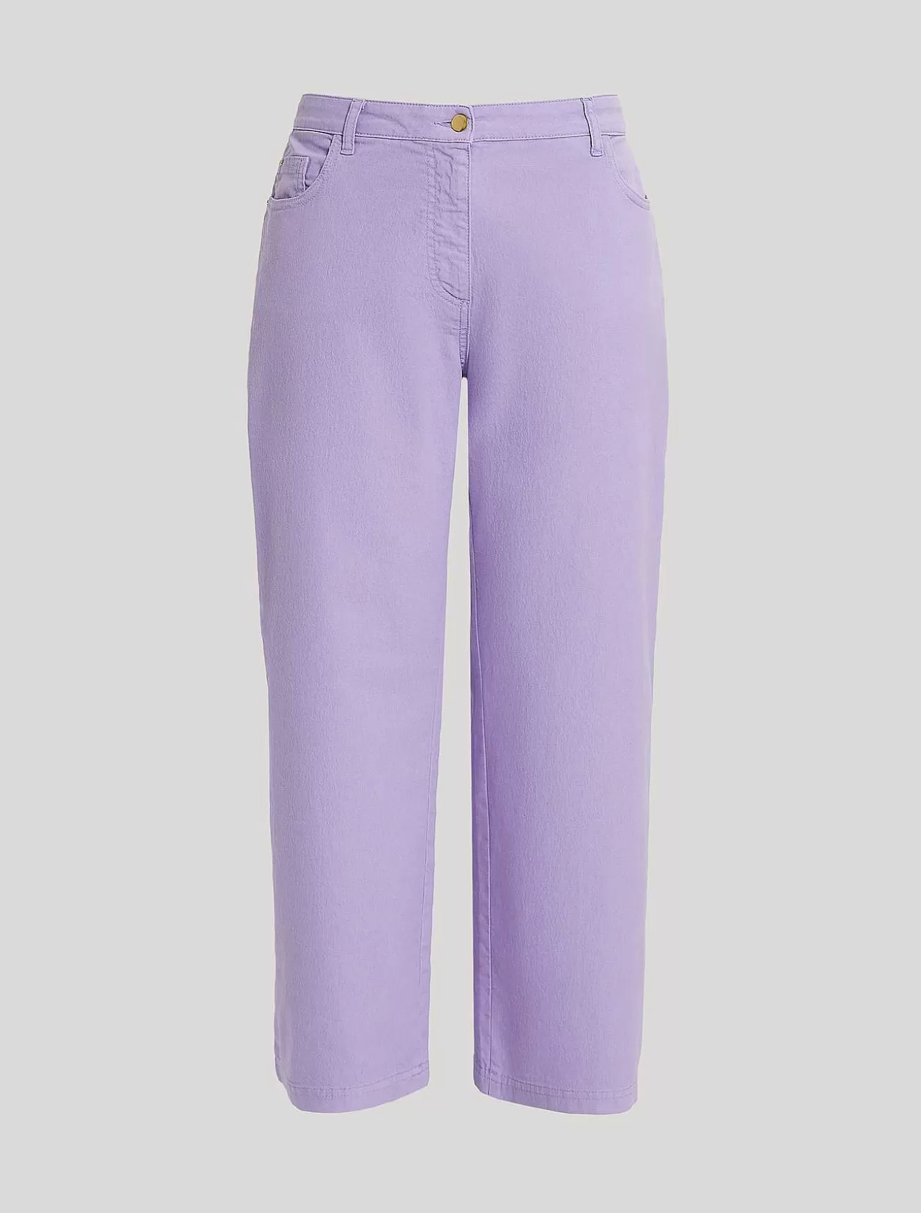 Cotton Drill Cropped Trousers-Marina Rinaldi Discount