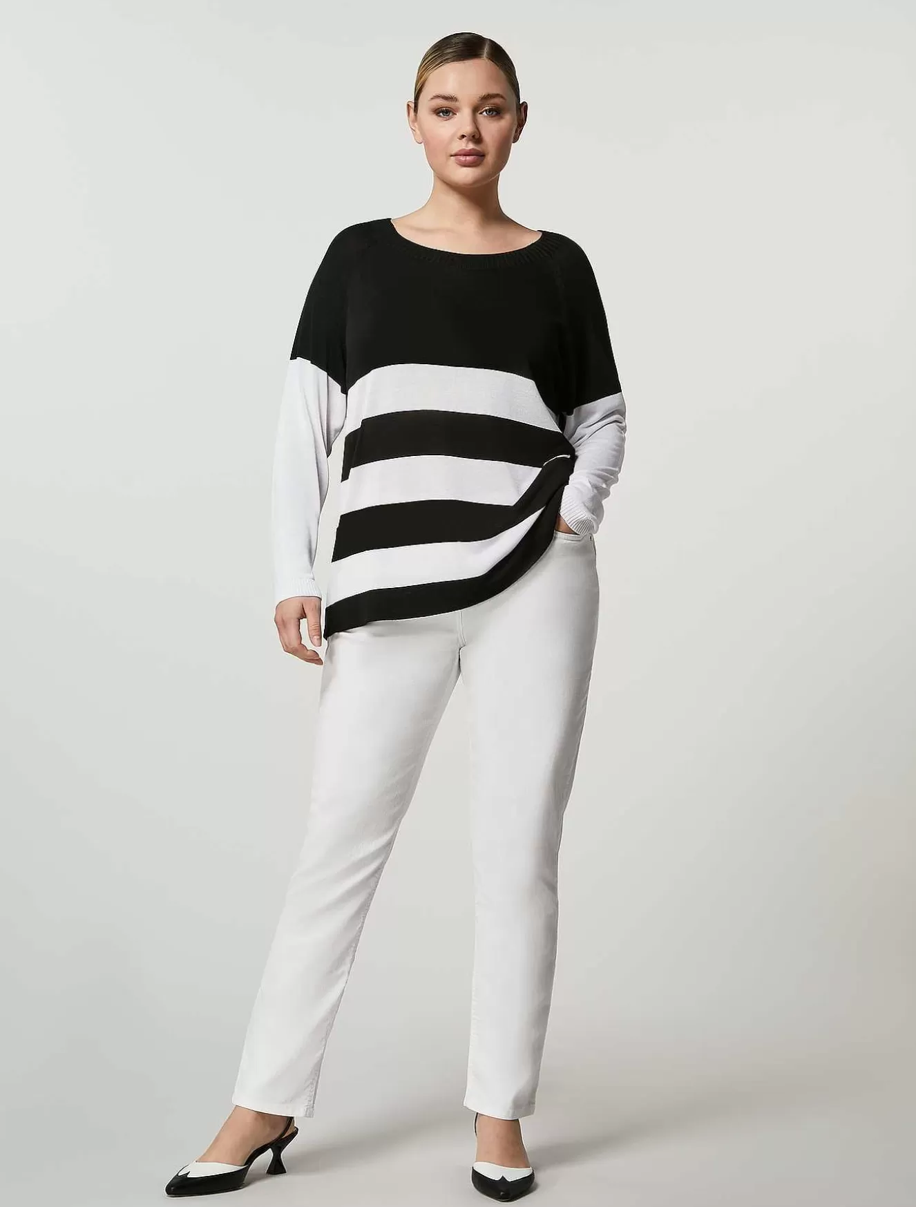 Cotton Drill Slim Trousers-Marina Rinaldi Best Sale
