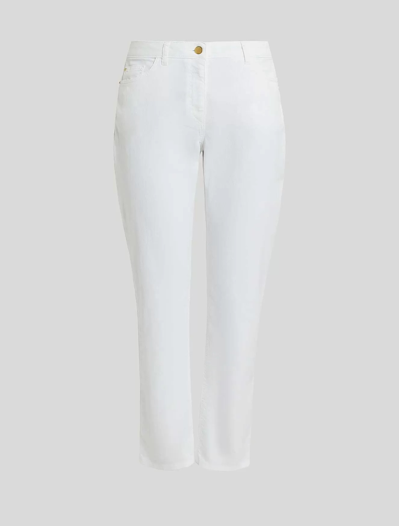 Cotton Drill Slim Trousers-Marina Rinaldi Best Sale