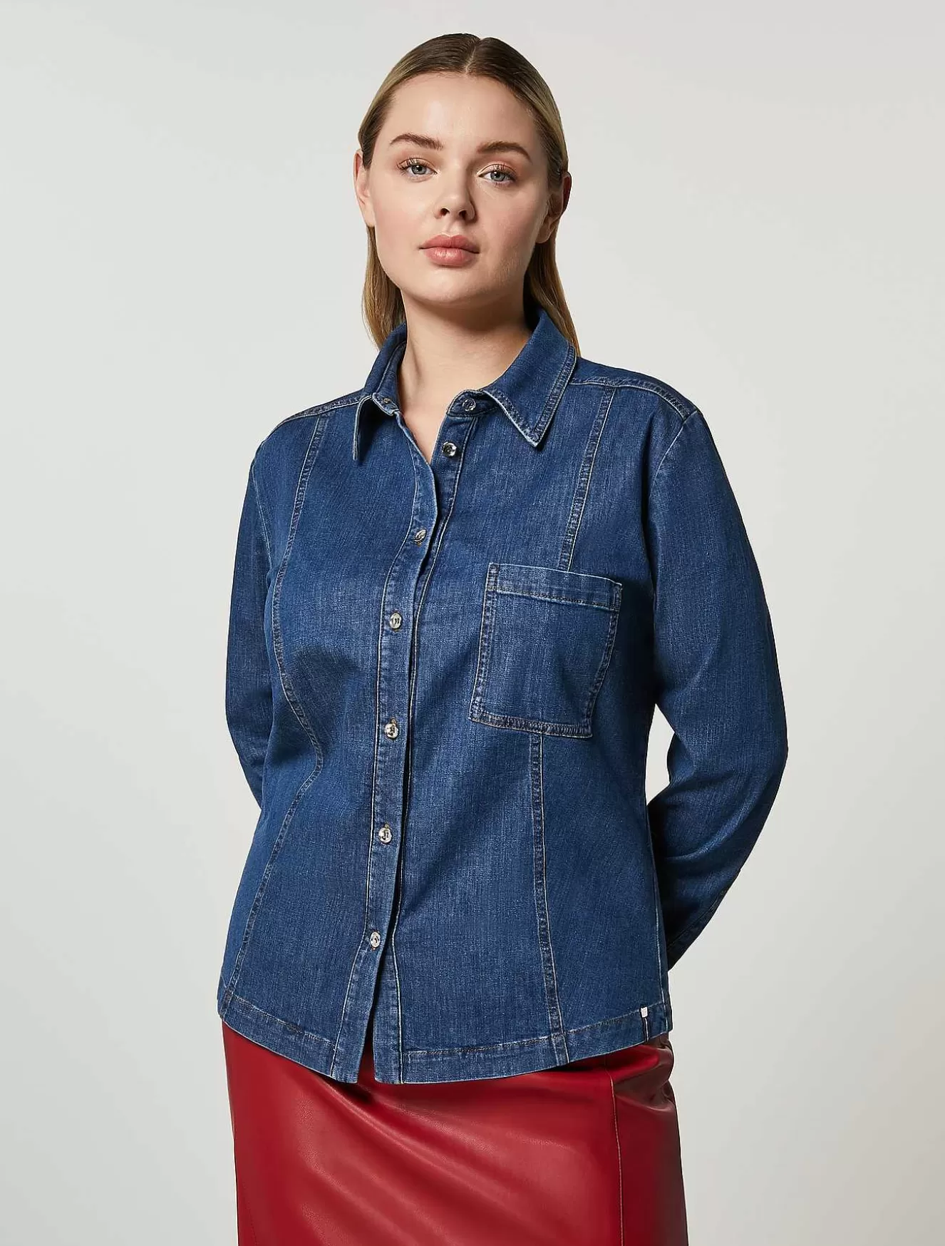 Cotton Gabardine Shirt-Marina Rinaldi Hot