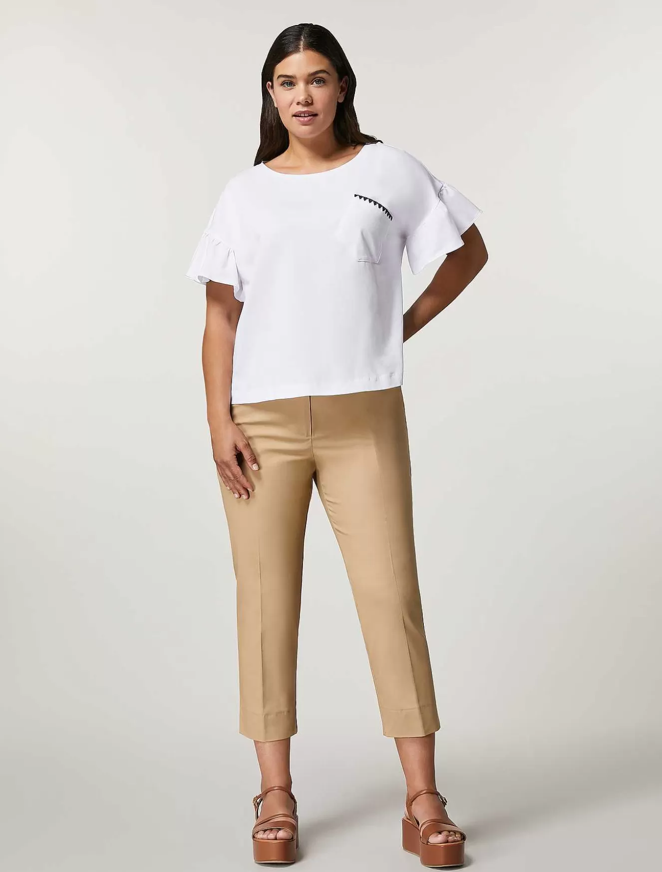 Cotton Gabardine Trousers-Marina Rinaldi Cheap