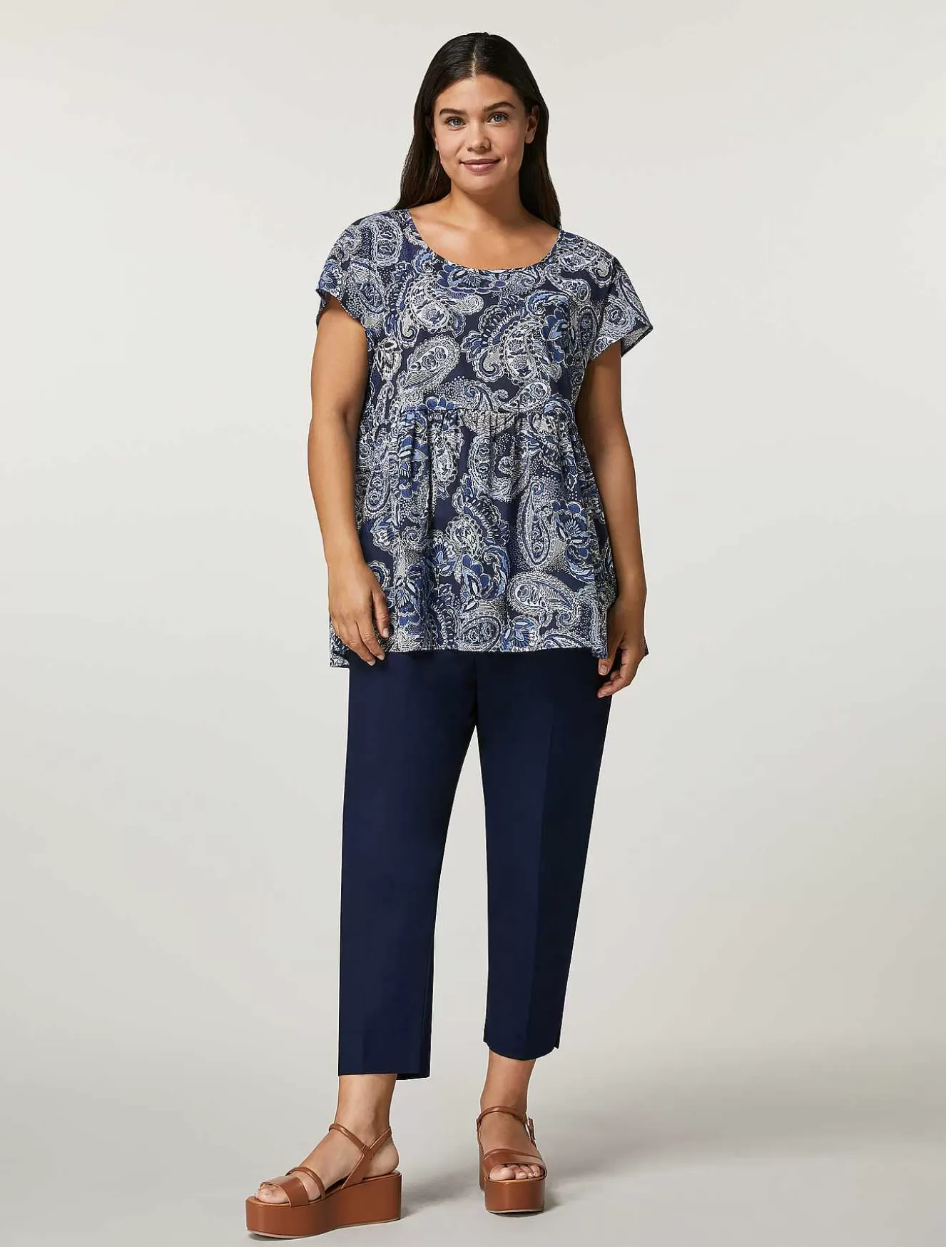 Cotton Gabardine Trousers-Marina Rinaldi Fashion