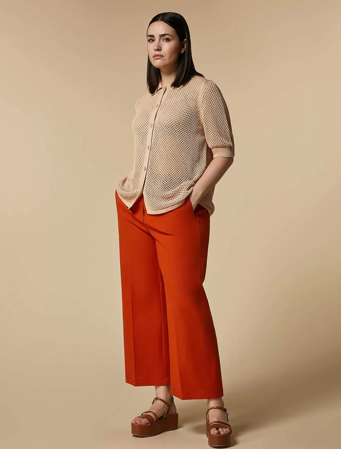 Cotton Gabardine Trousers-Marina Rinaldi Best