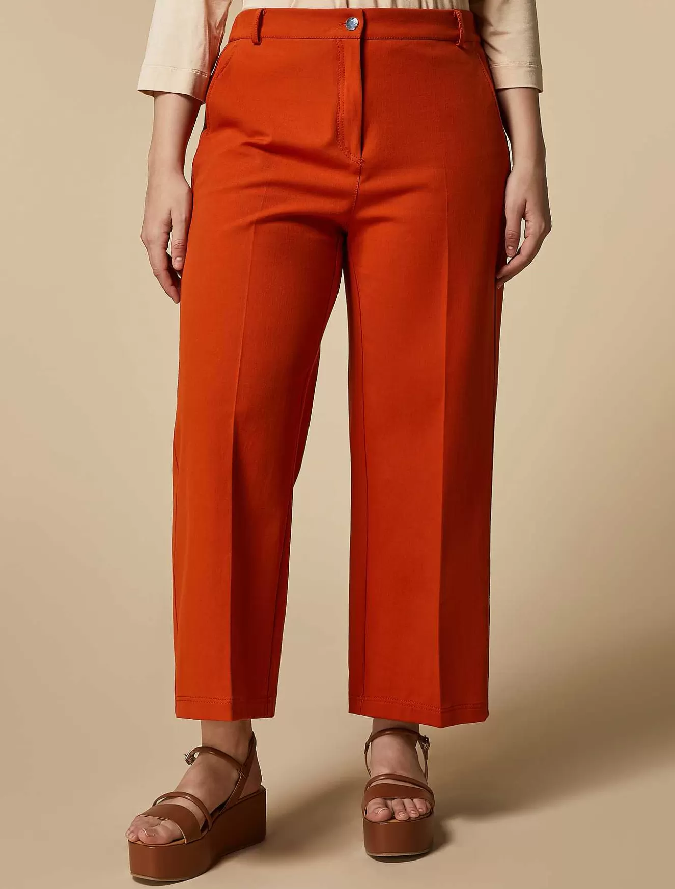 Cotton Gabardine Trousers-Marina Rinaldi Best