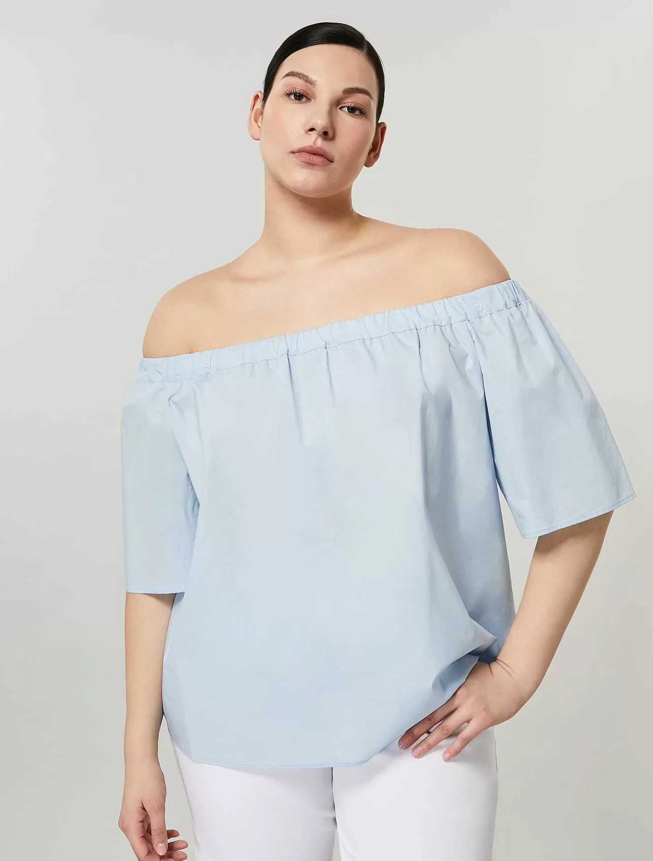 Cotton Poplin Shirt-Marina Rinaldi New