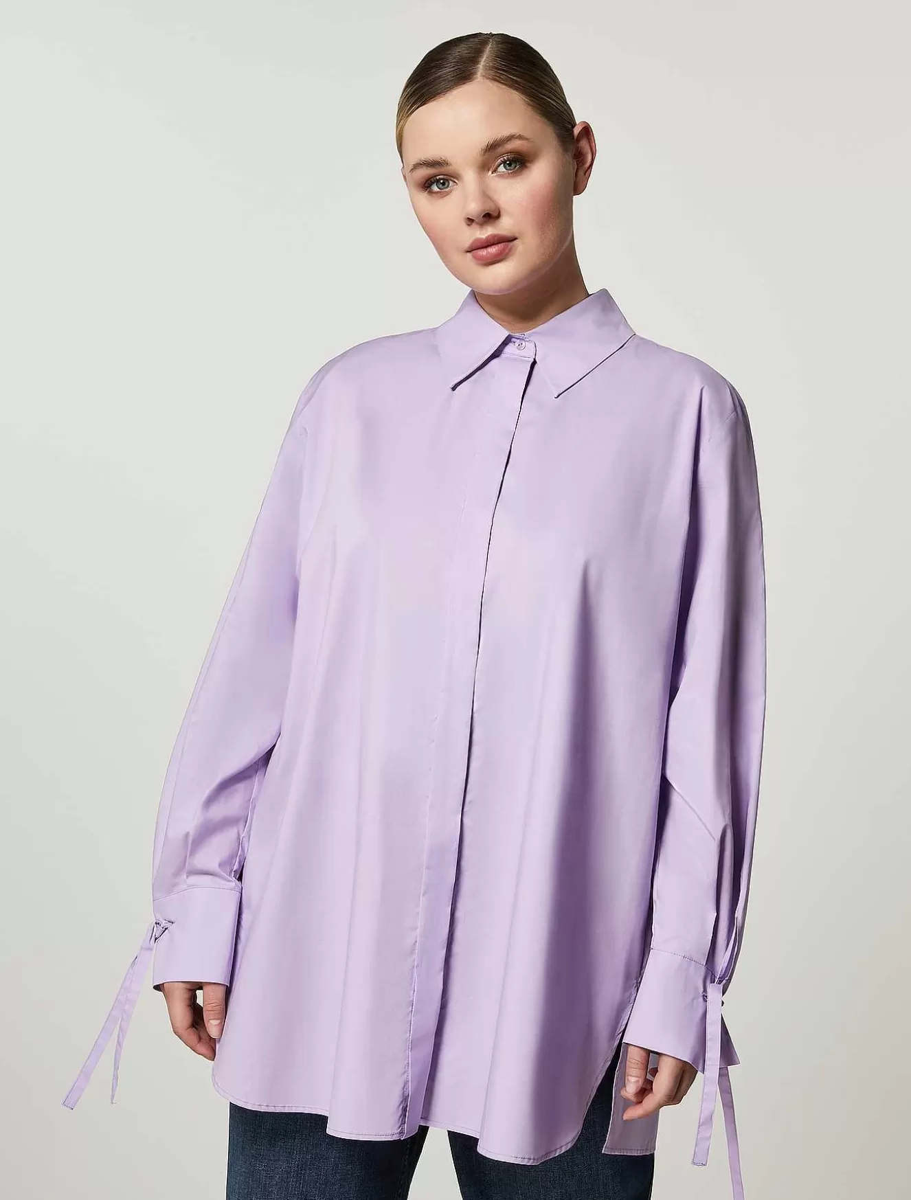 Cotton Poplin Shirt-Marina Rinaldi Fashion