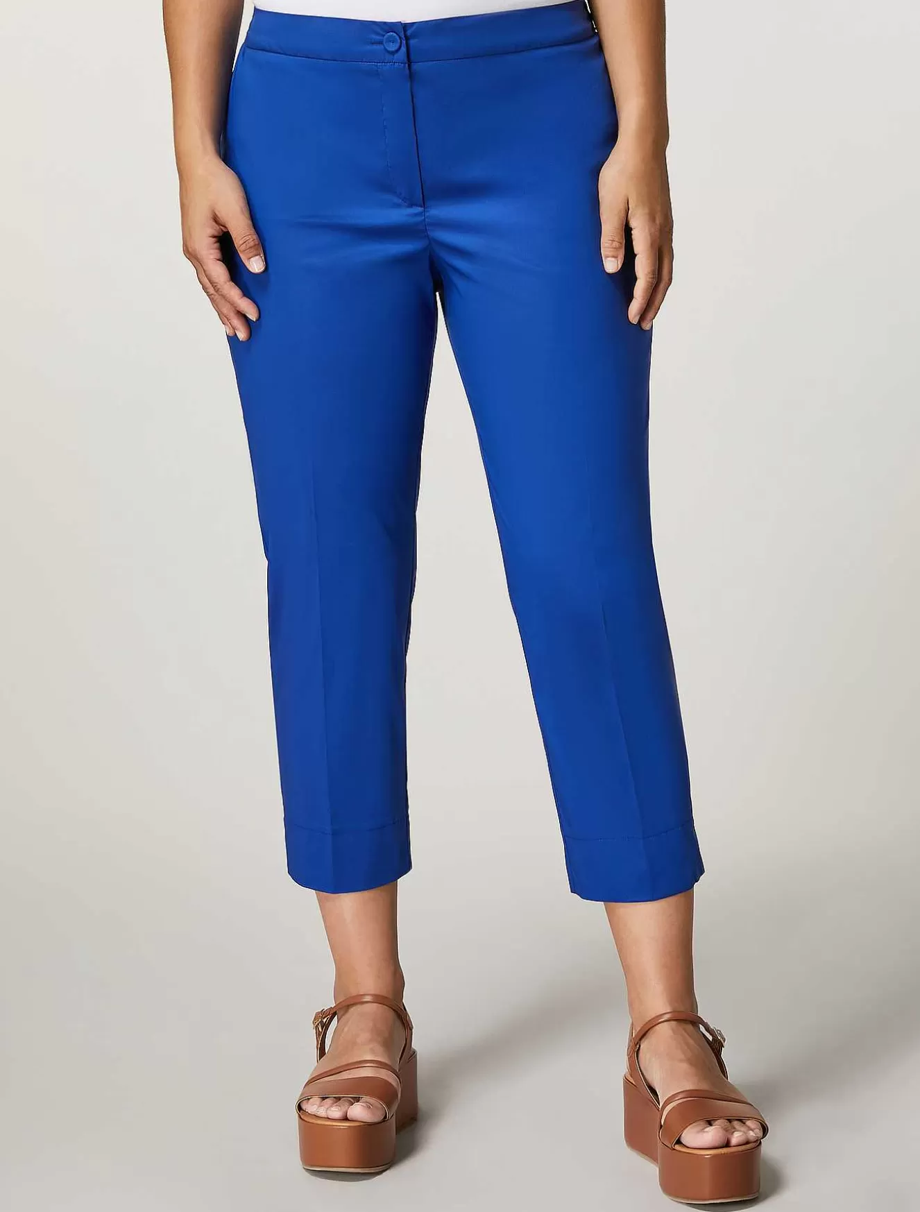 Cotton Poplin Trousers-Marina Rinaldi Fashion