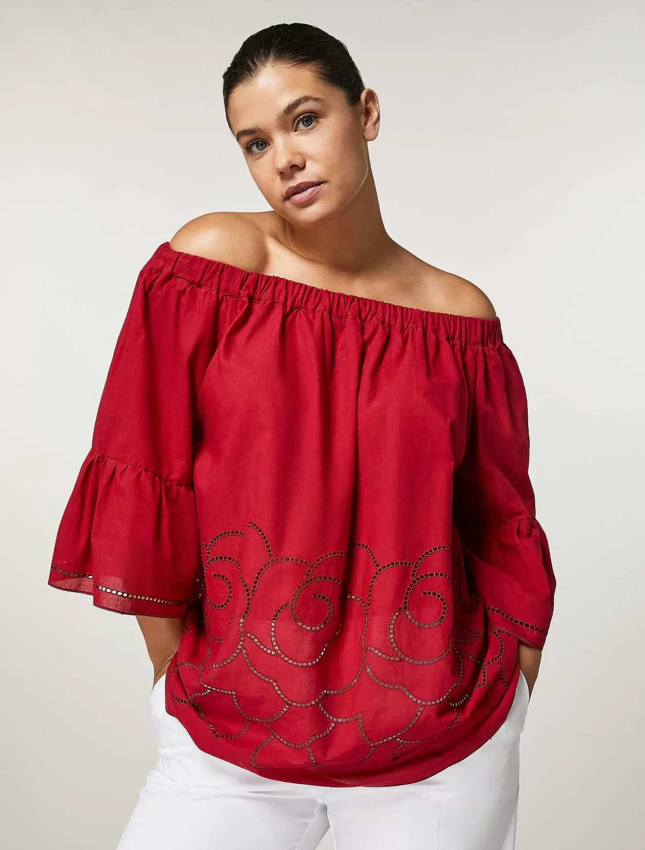 Cotton Satin Blouse-Marina Rinaldi Hot