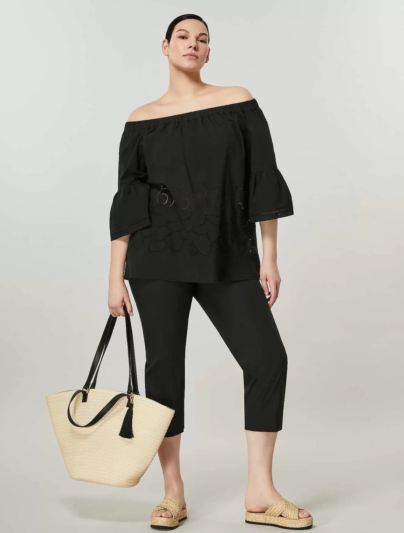 Cotton Satin Blouse-Marina Rinaldi Fashion
