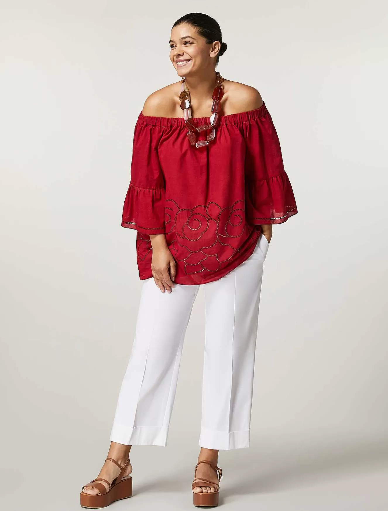 Cotton Satin Blouse-Marina Rinaldi Hot