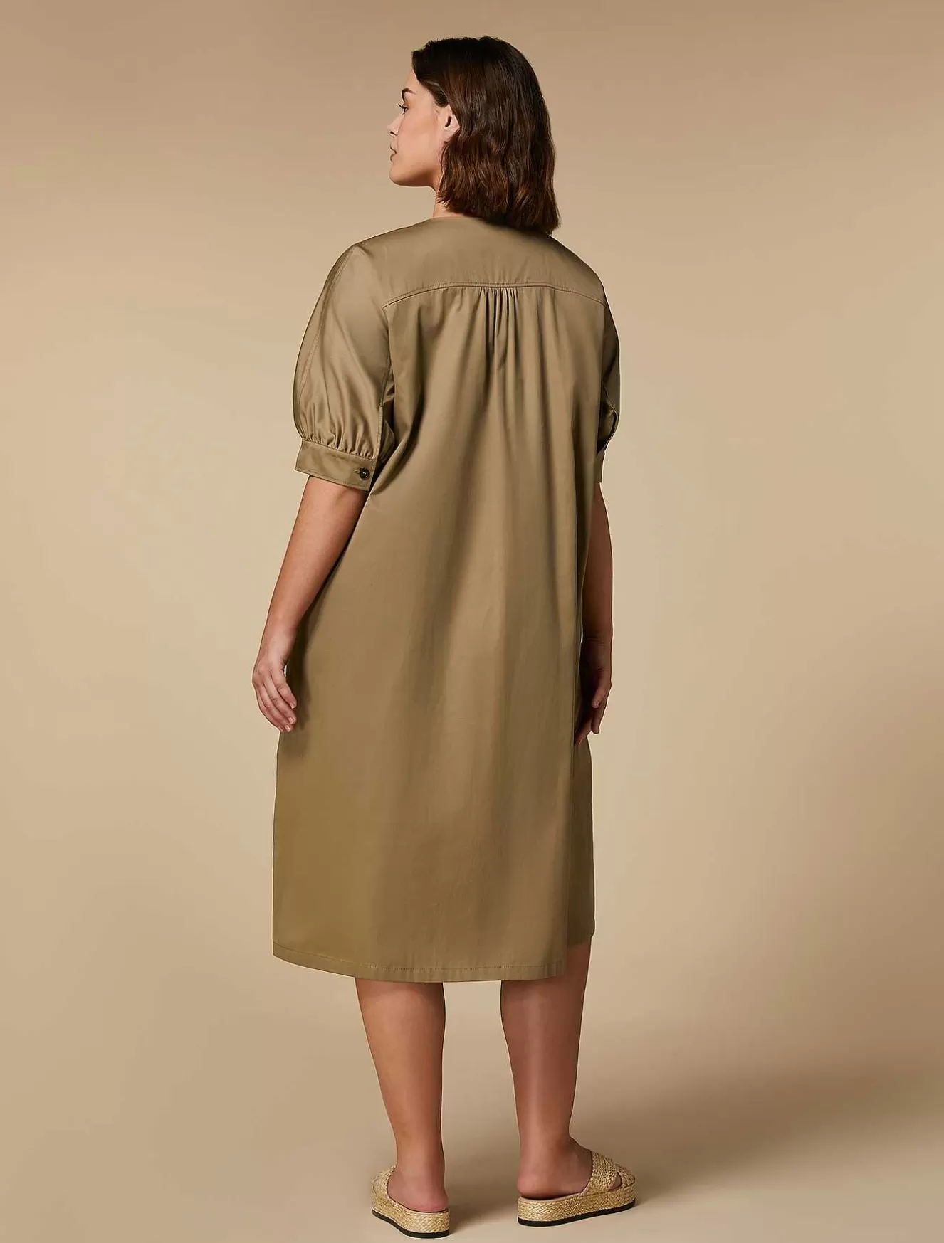 Cotton Satin Dress-Marina Rinaldi Outlet