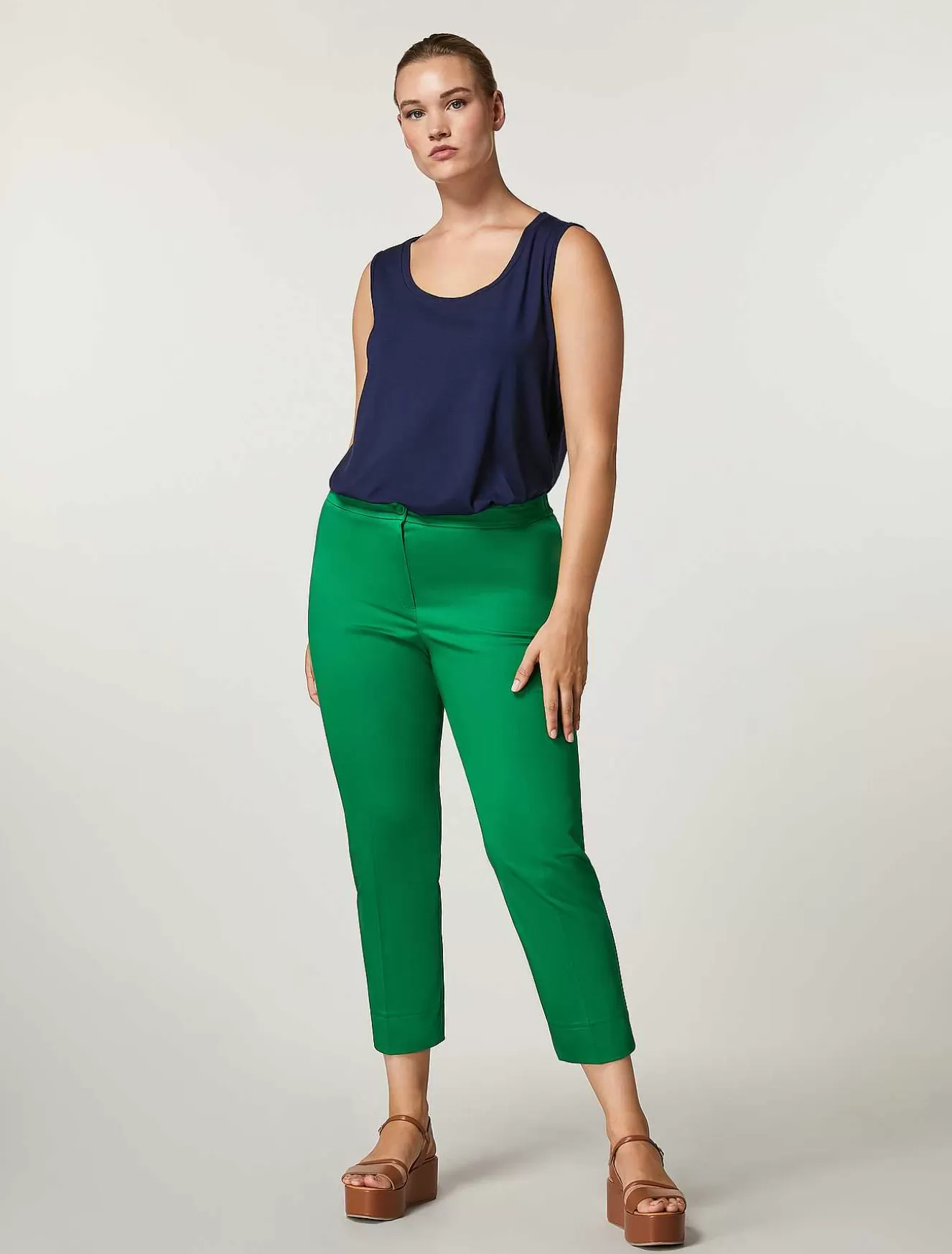 Cotton Satin Trousers-Marina Rinaldi Best Sale
