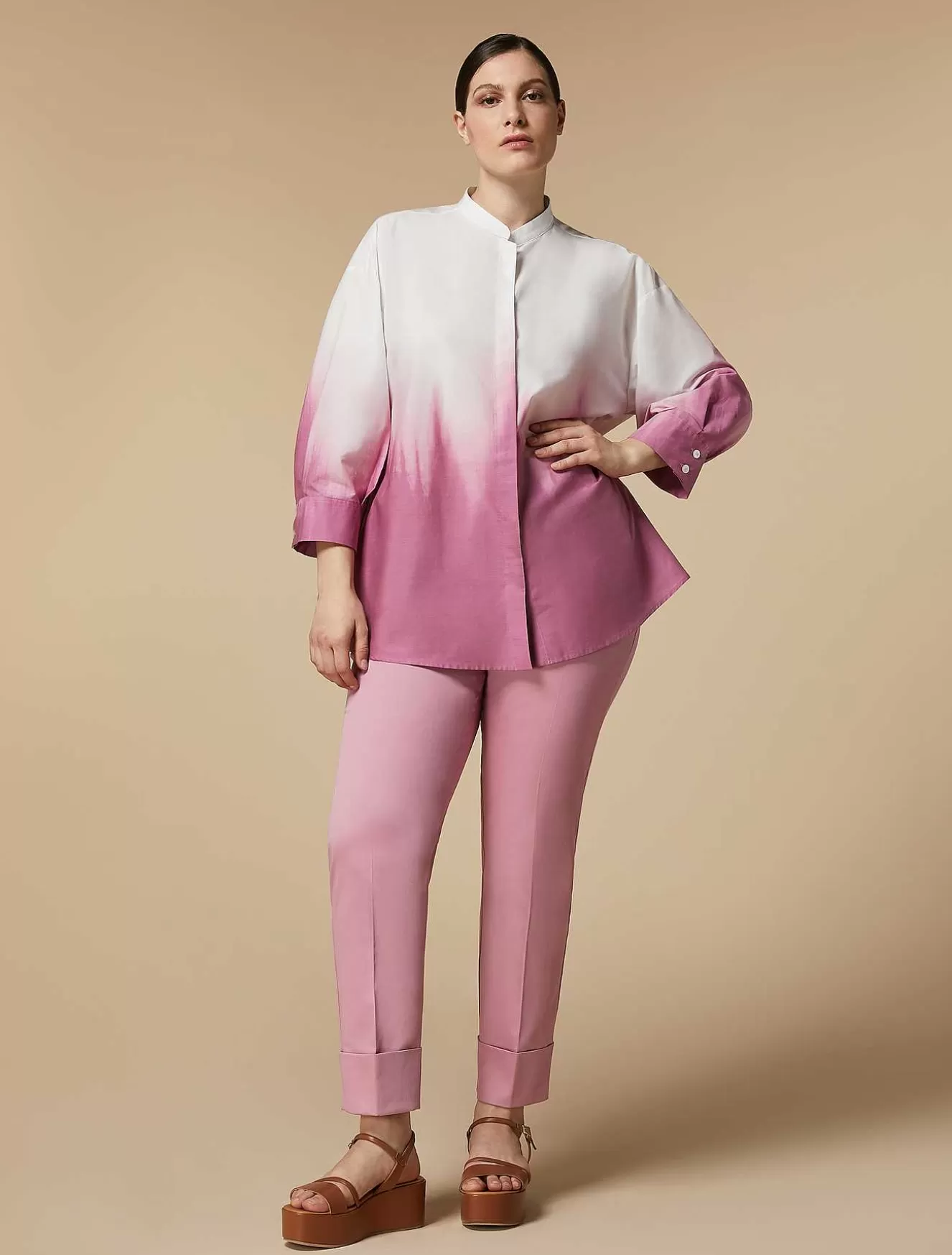 Cotton Satin Trousers-Marina Rinaldi Flash Sale