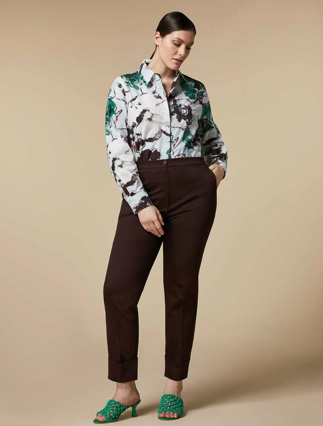 Cotton Satin Trousers-Marina Rinaldi Best Sale