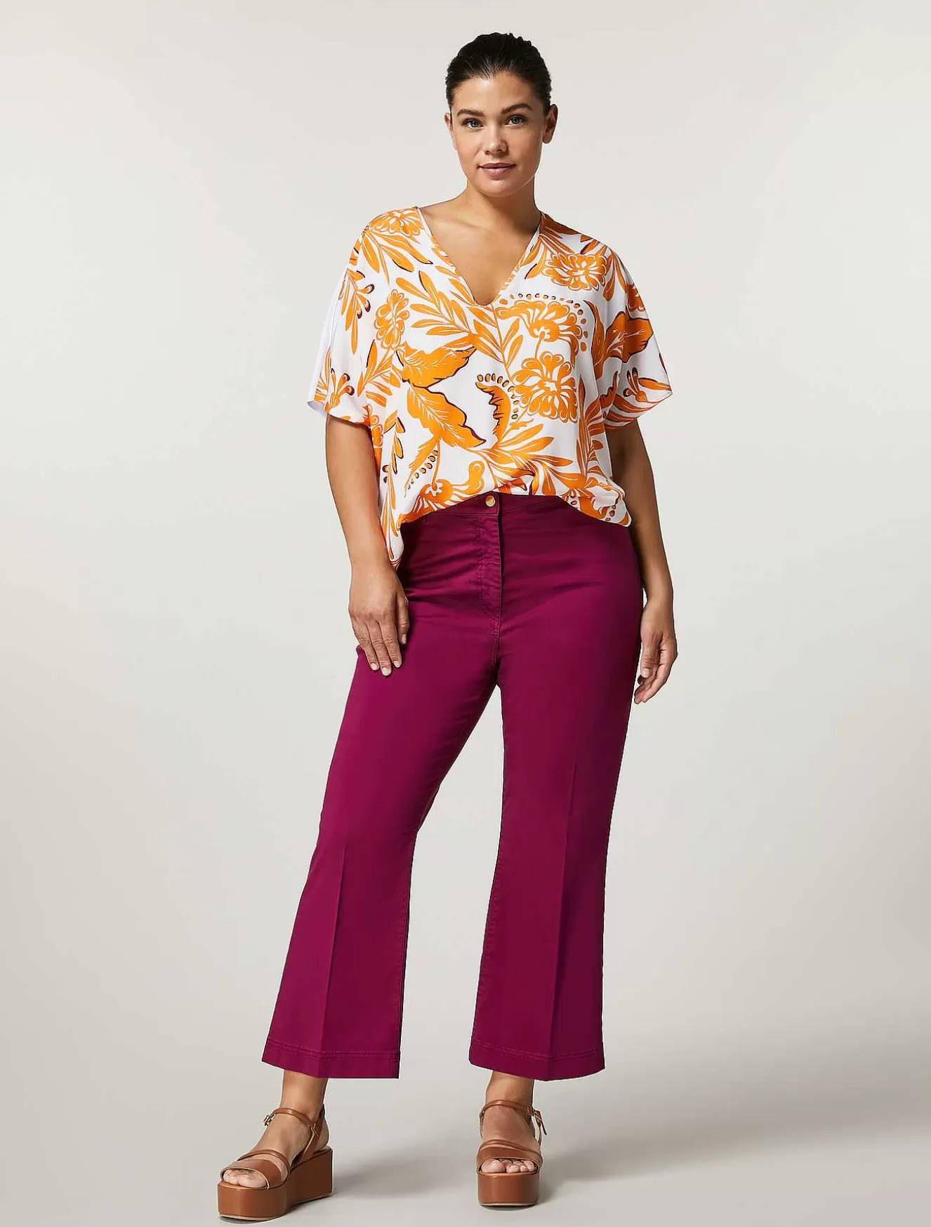 Cotton Satin Trousers-Marina Rinaldi Discount