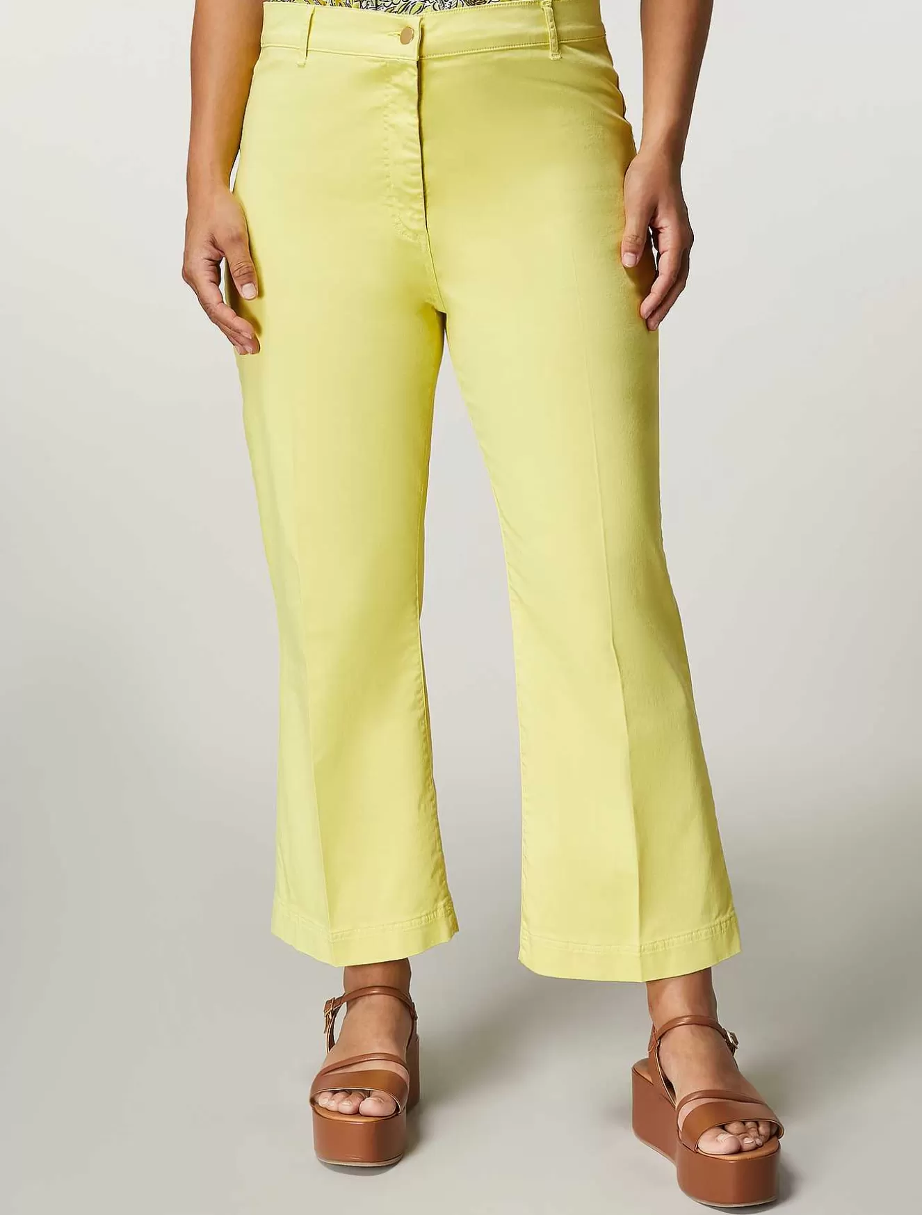 Cotton Satin Trousers-Marina Rinaldi Discount