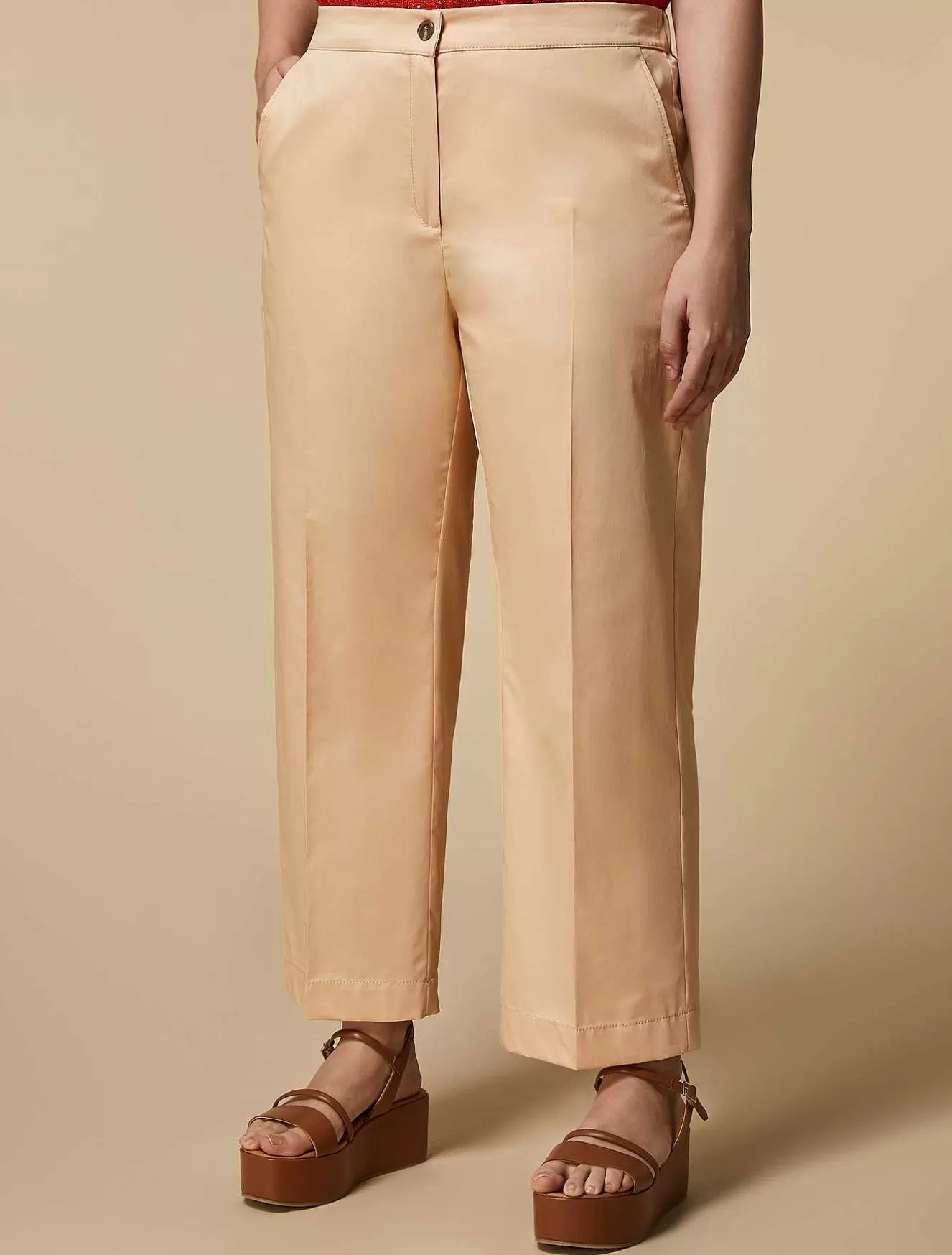 Cotton Satin Trousers-Marina Rinaldi Cheap