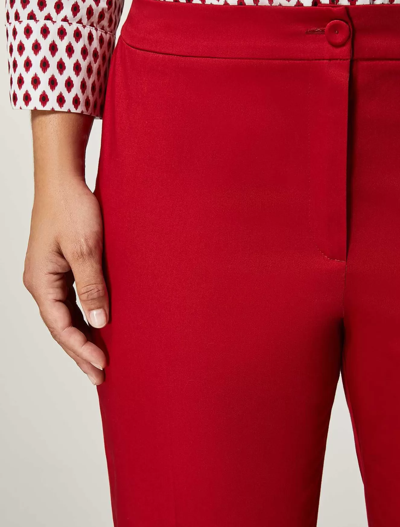 Cotton Satin Trousers-Marina Rinaldi New