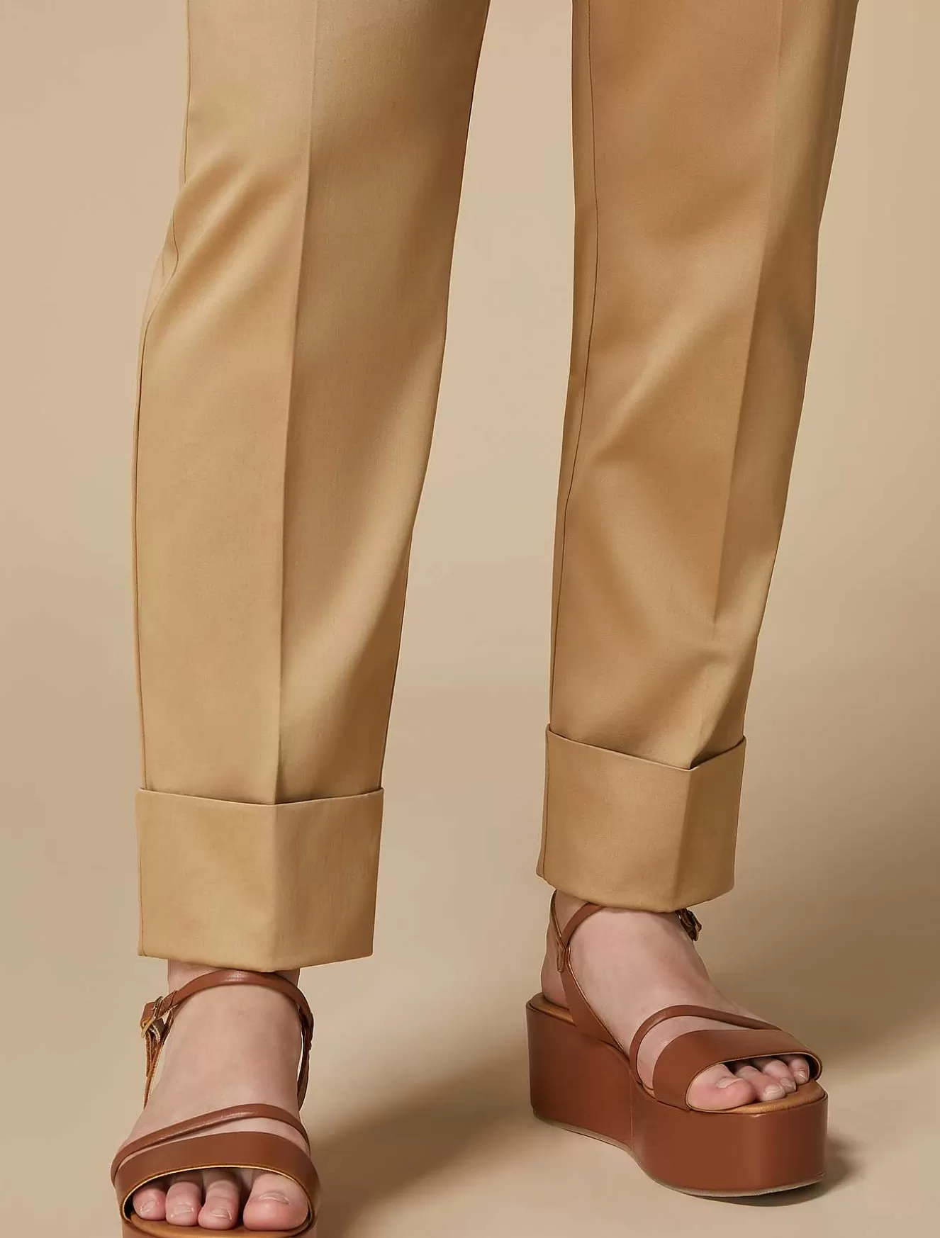 Cotton Satin Trousers-Marina Rinaldi Shop