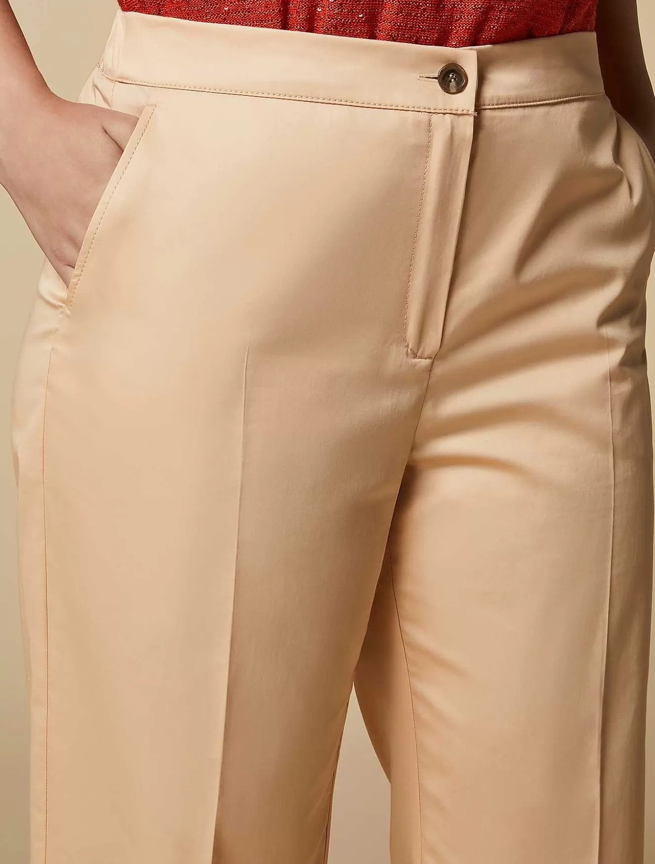 Cotton Satin Trousers-Marina Rinaldi Cheap