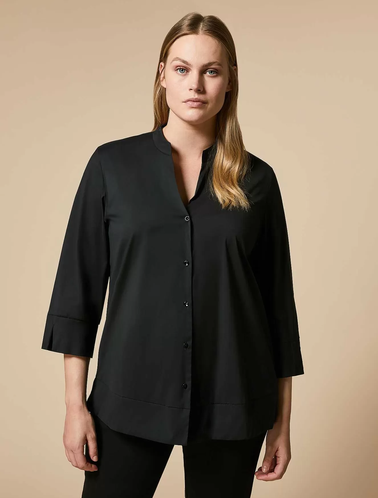 Cotton-Blend Poplin Shirt-Marina Rinaldi Best Sale