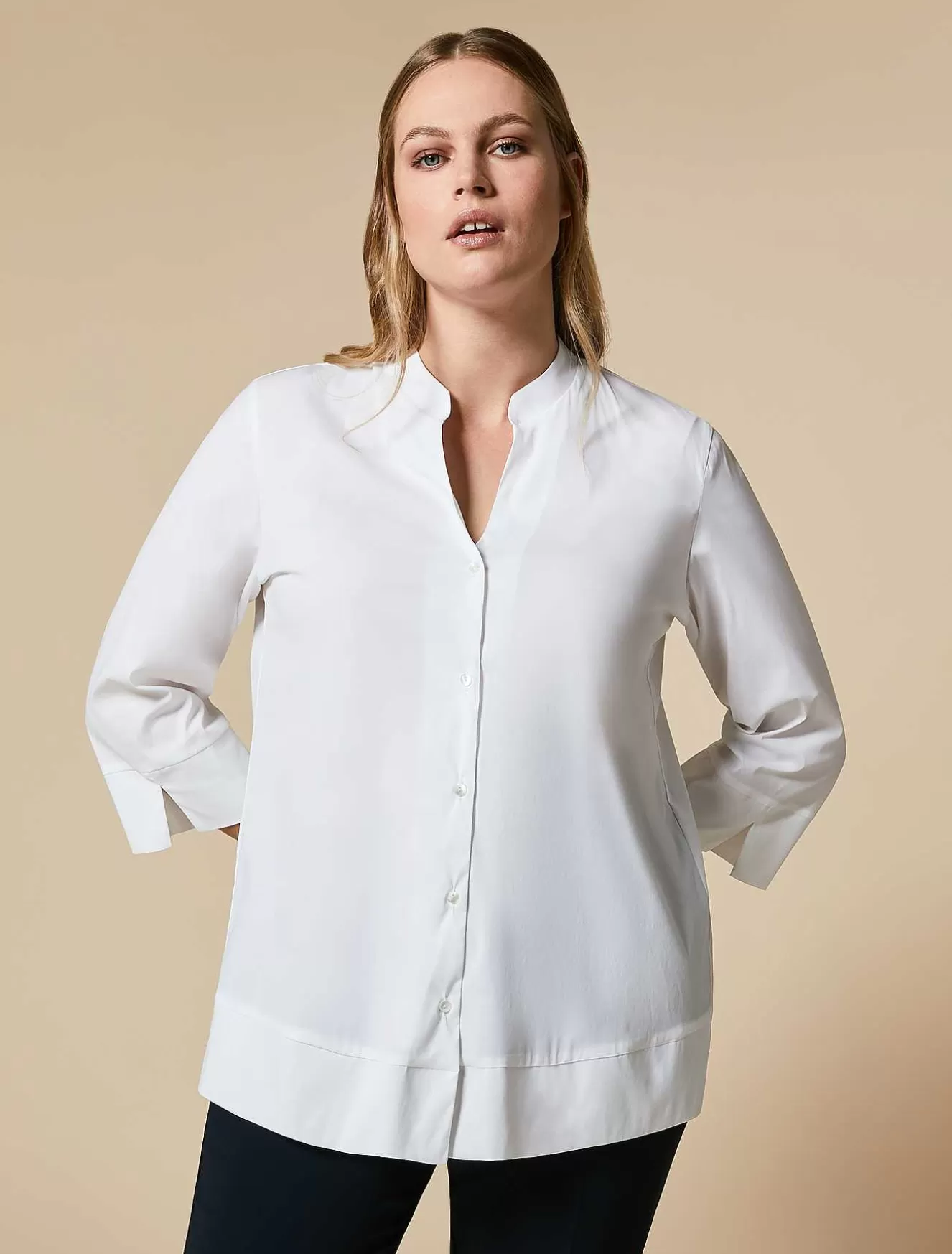 Cotton-Blend Poplin Shirt-Marina Rinaldi Best Sale
