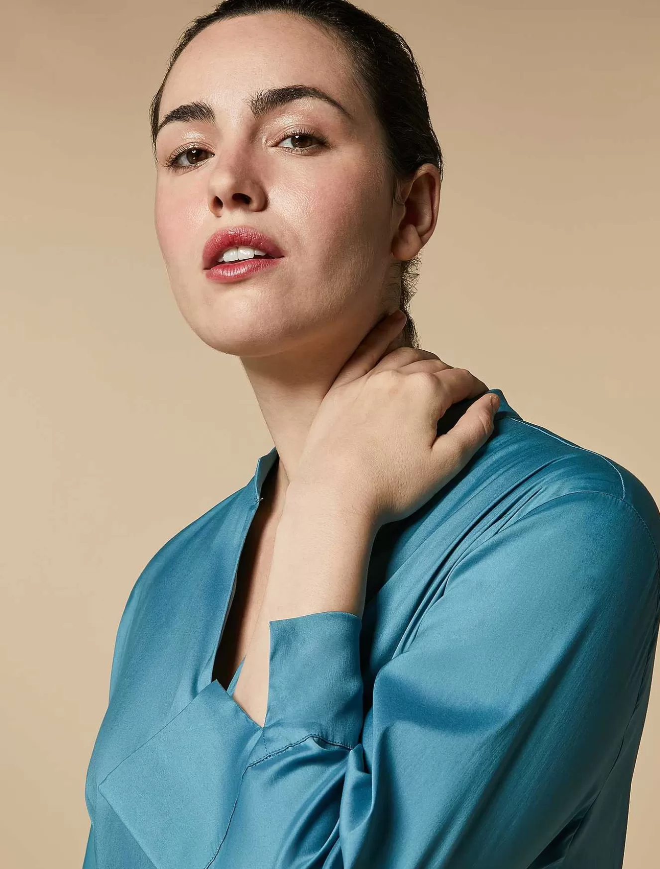 Cotton-Blend Poplin Shirt-Marina Rinaldi Fashion