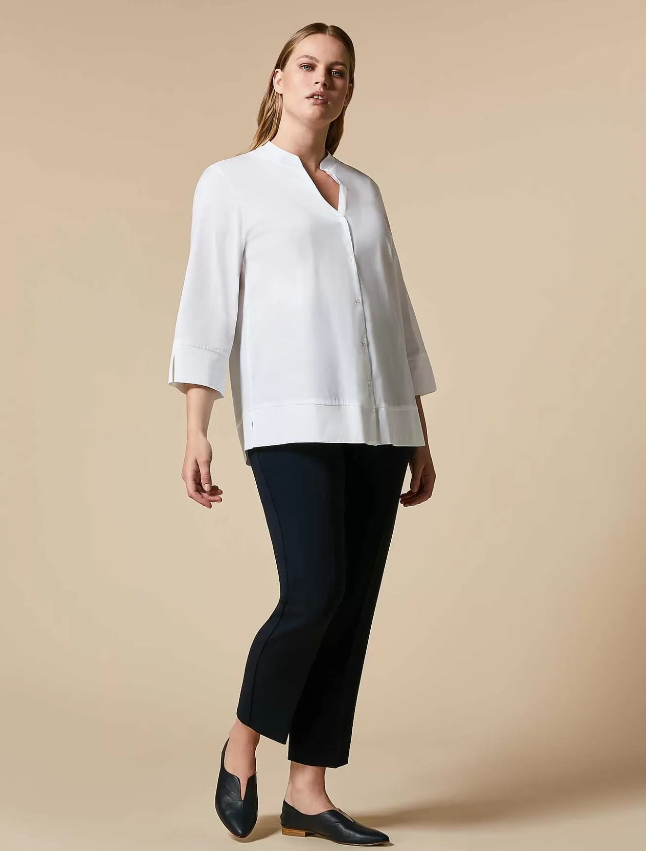 Cotton-Blend Poplin Shirt-Marina Rinaldi Best Sale