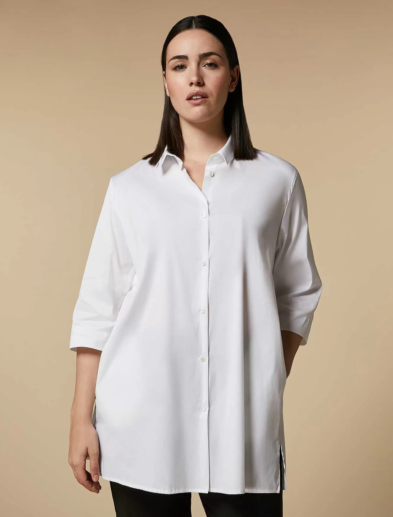 Cotton-Blend Poplin Tunic-Marina Rinaldi Shop