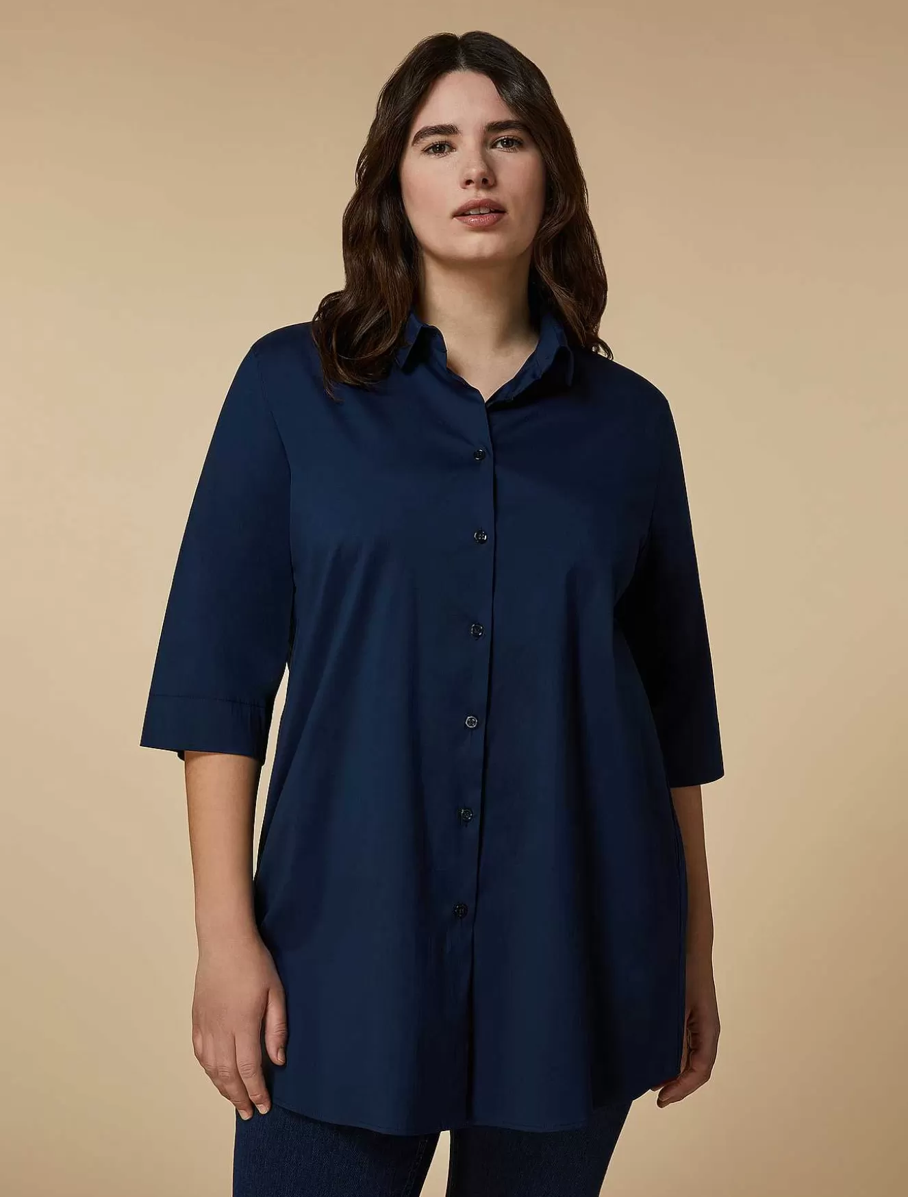 Cotton-Blend Poplin Tunic-Marina Rinaldi Fashion