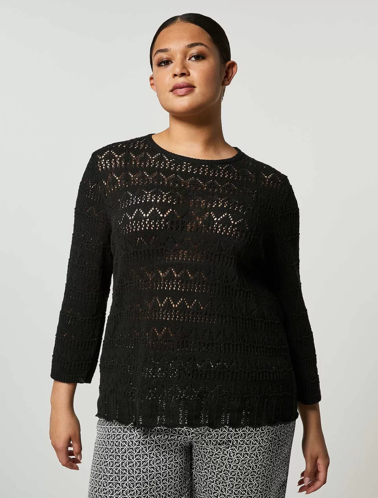 Cotton-Blend Sweater-Marina Rinaldi Discount
