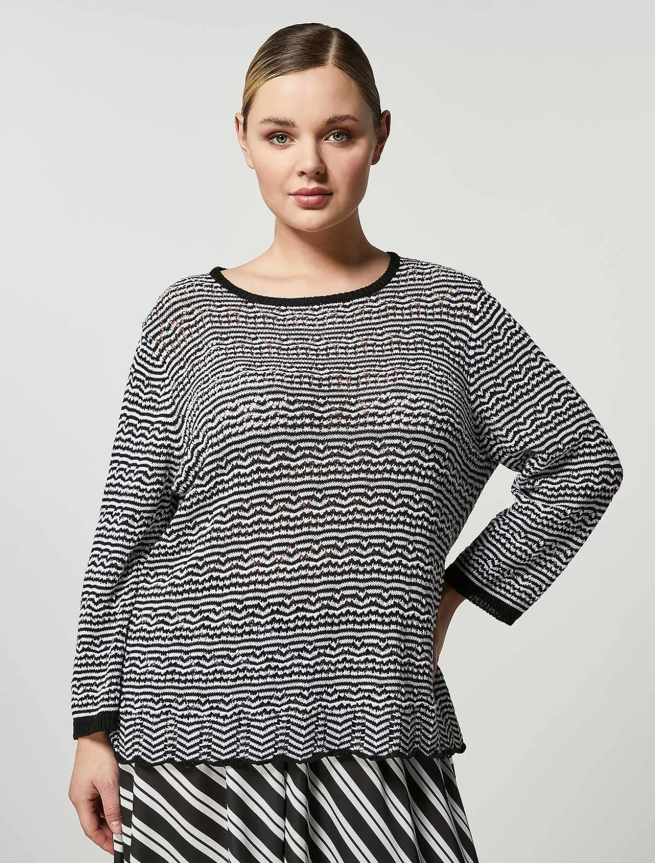 Cotton-Blend Sweater-Marina Rinaldi Sale