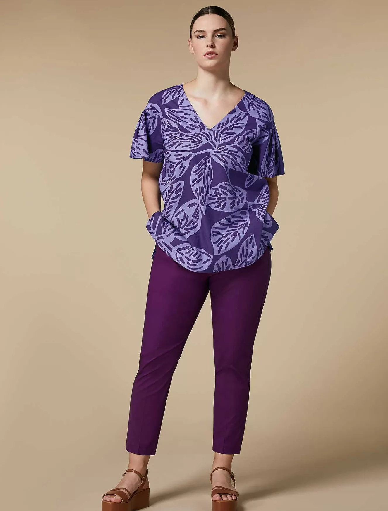 Cotton-Blend Trousers-Marina Rinaldi Best