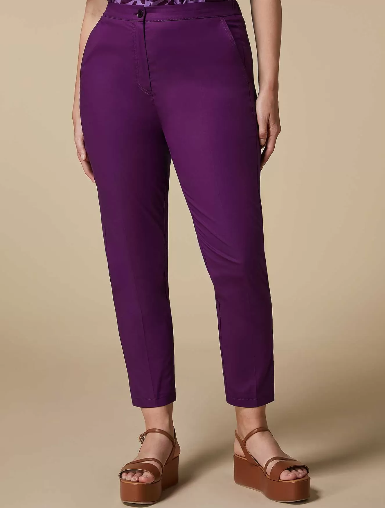 Cotton-Blend Trousers-Marina Rinaldi Best