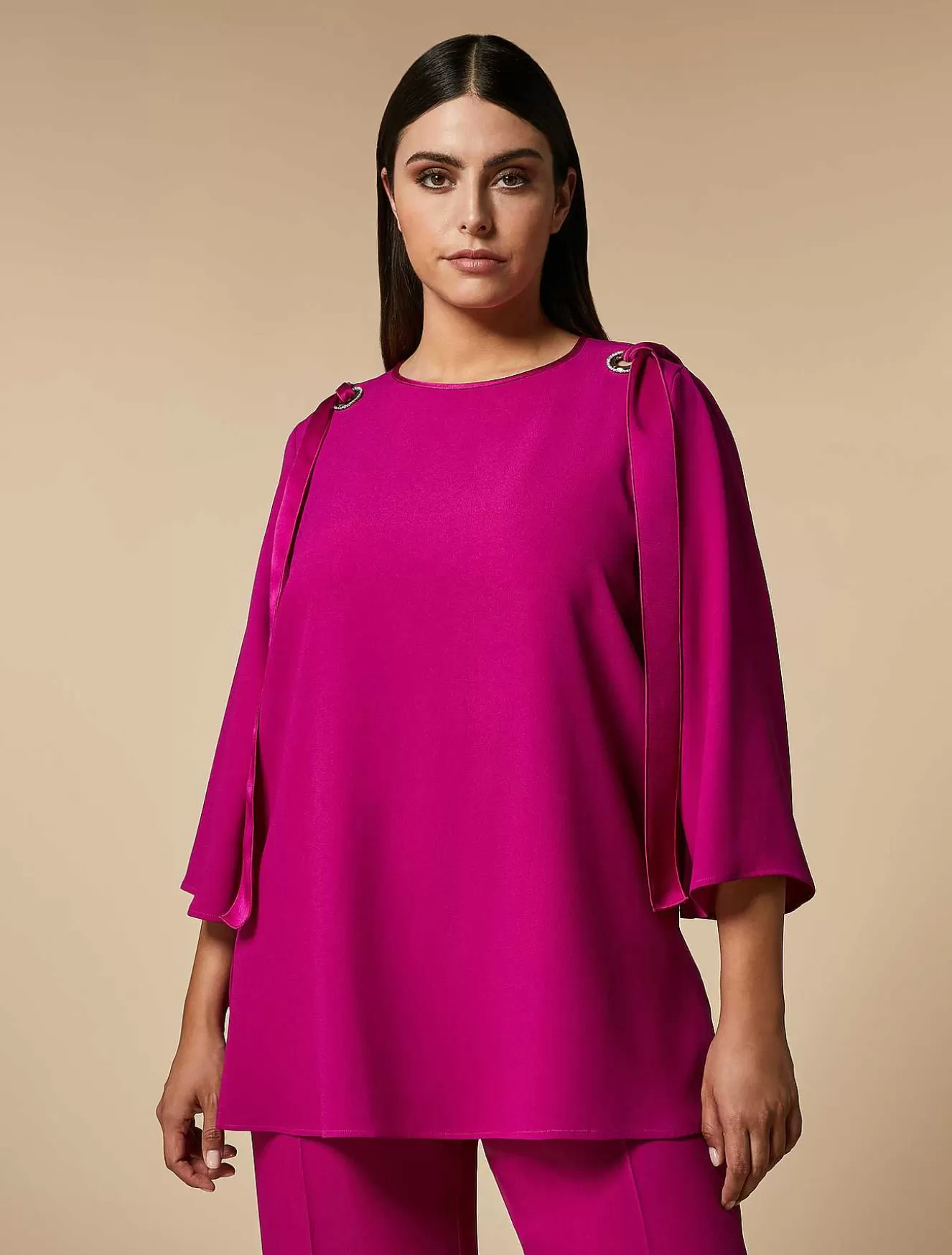 Crepe Envers Satin Tunic-Marina Rinaldi New